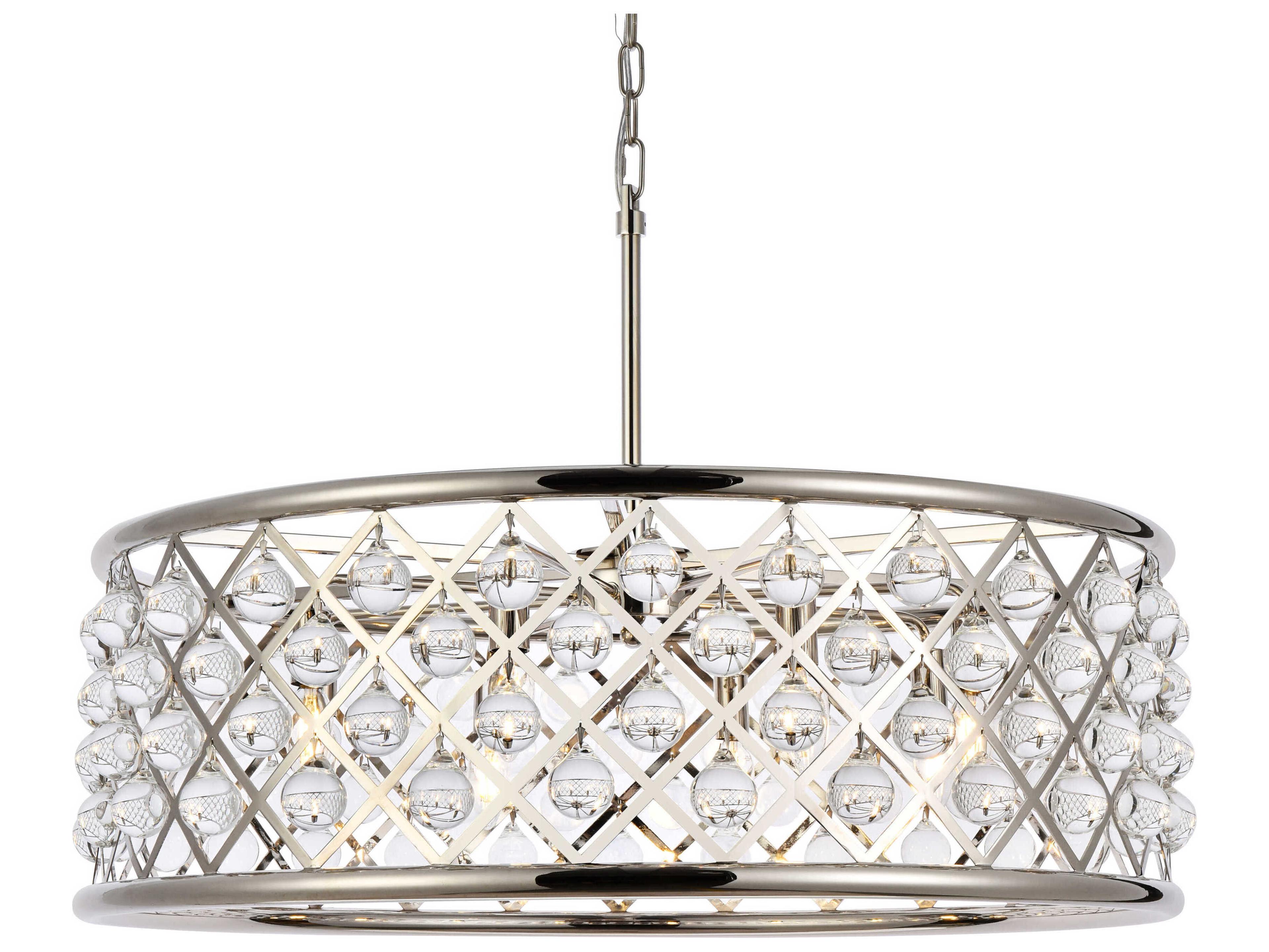 Elegant Lighting Madison 8-Light Polished Nickel Clear Crystal Drum Pendant