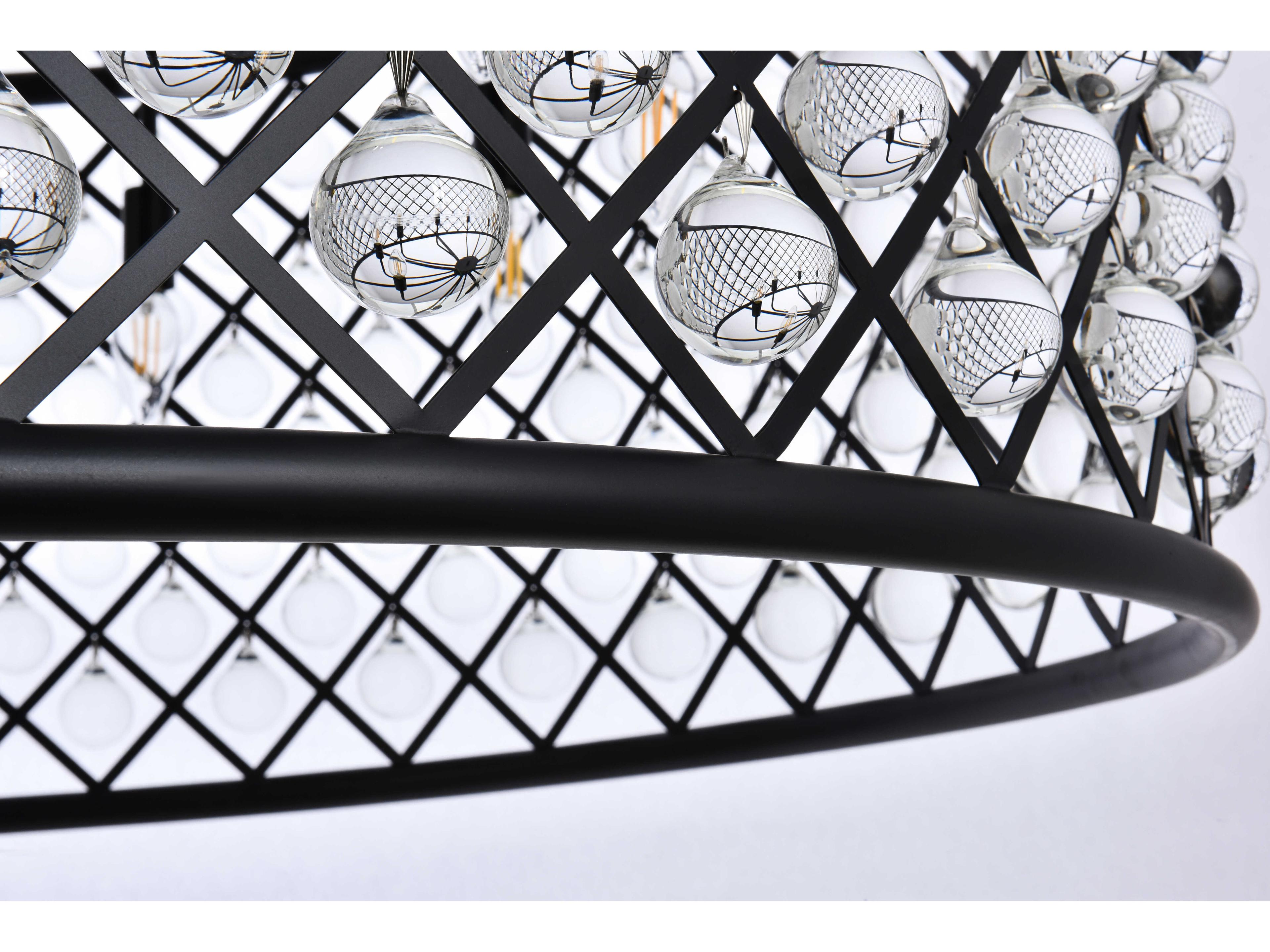 Elegant Lighting Madison 10-Light Matte Black Crystal Drum Chandelier