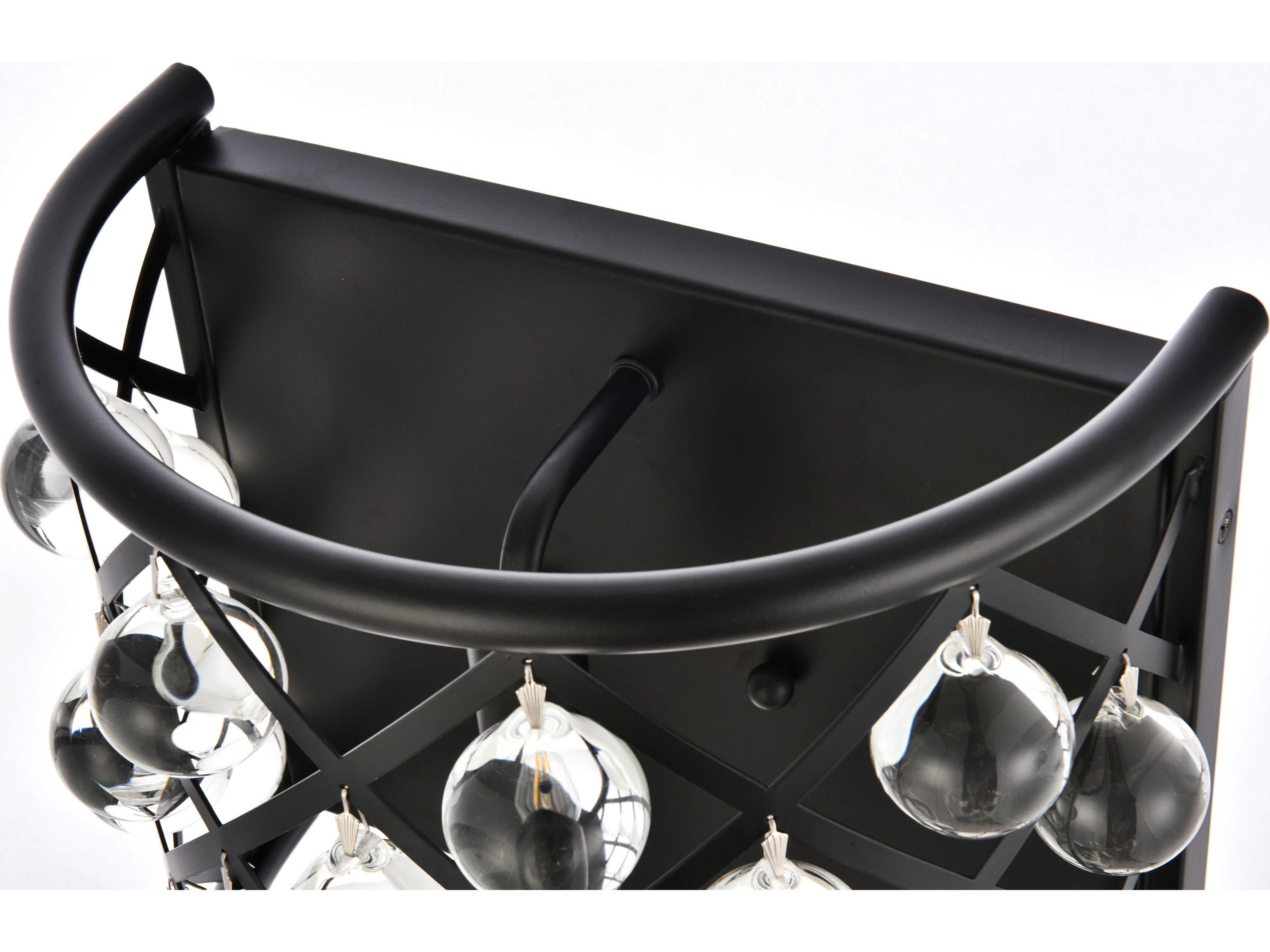 Elegant Lighting Madison 1-Light Matte Black Clear Crystal Wall Sconce