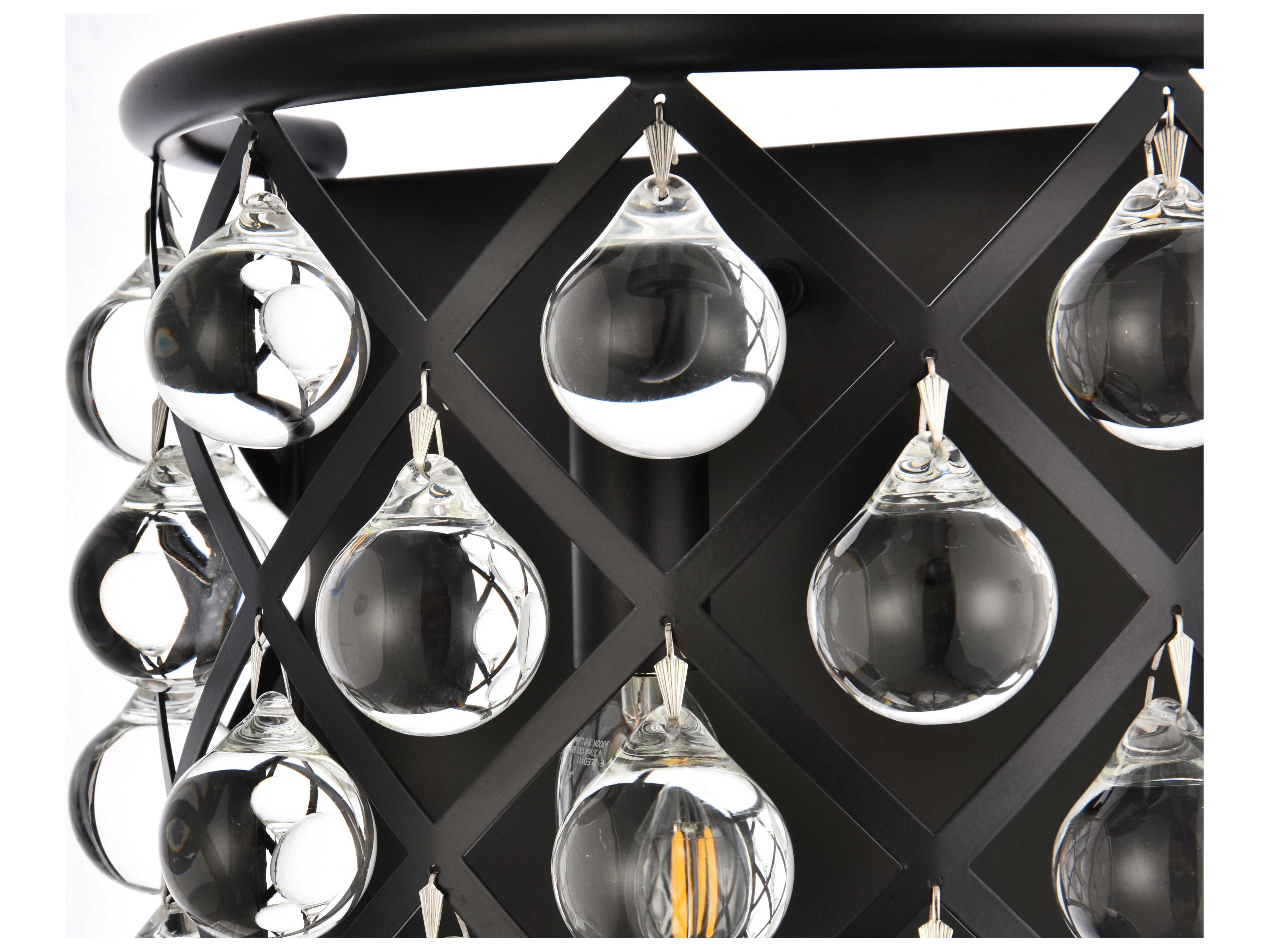 Elegant Lighting Madison 1-Light Matte Black Clear Crystal Wall Sconce