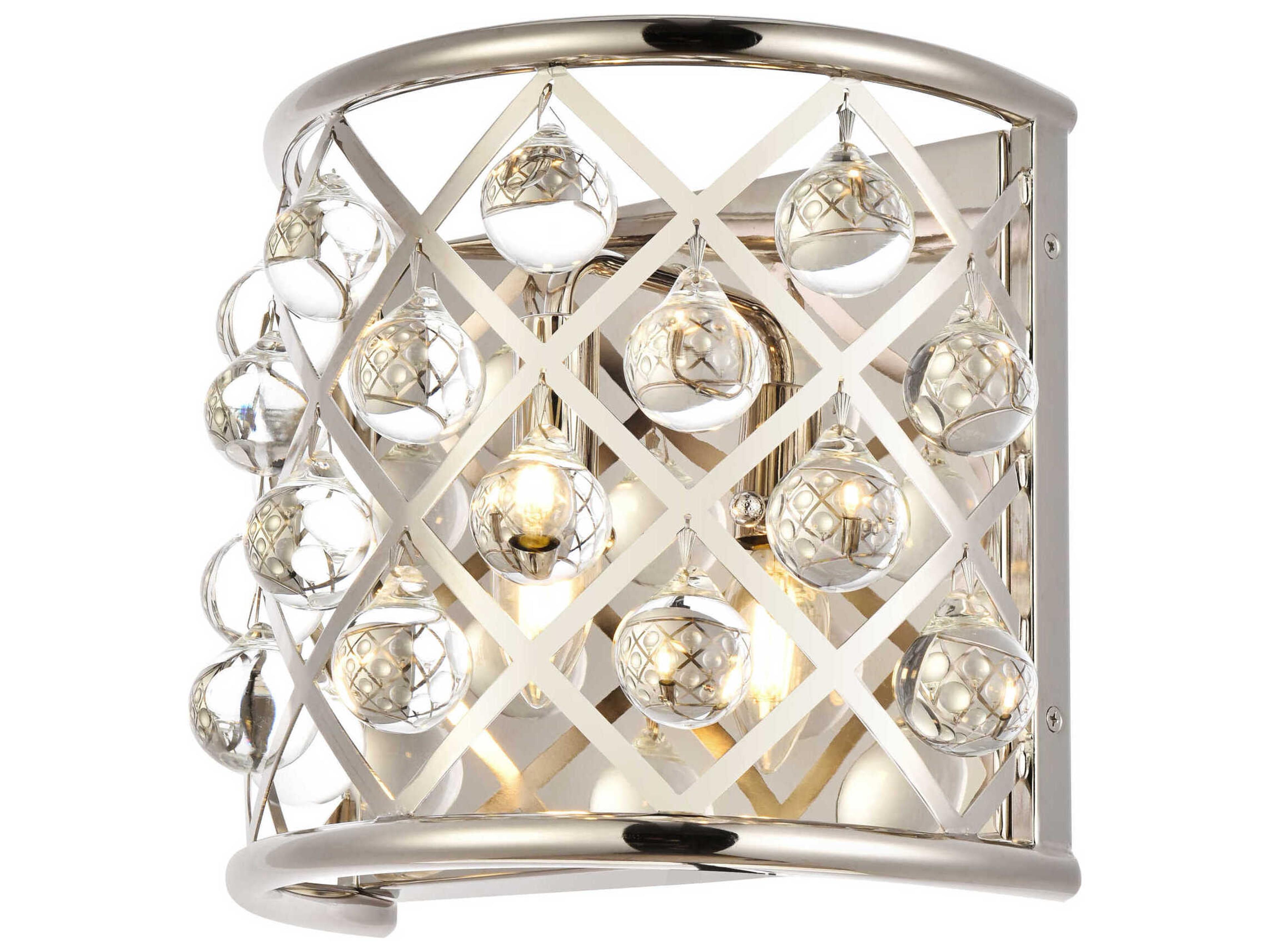 Elegant Lighting Madison 1-Light Polished Nickel Clear Crystal Wall Sconce