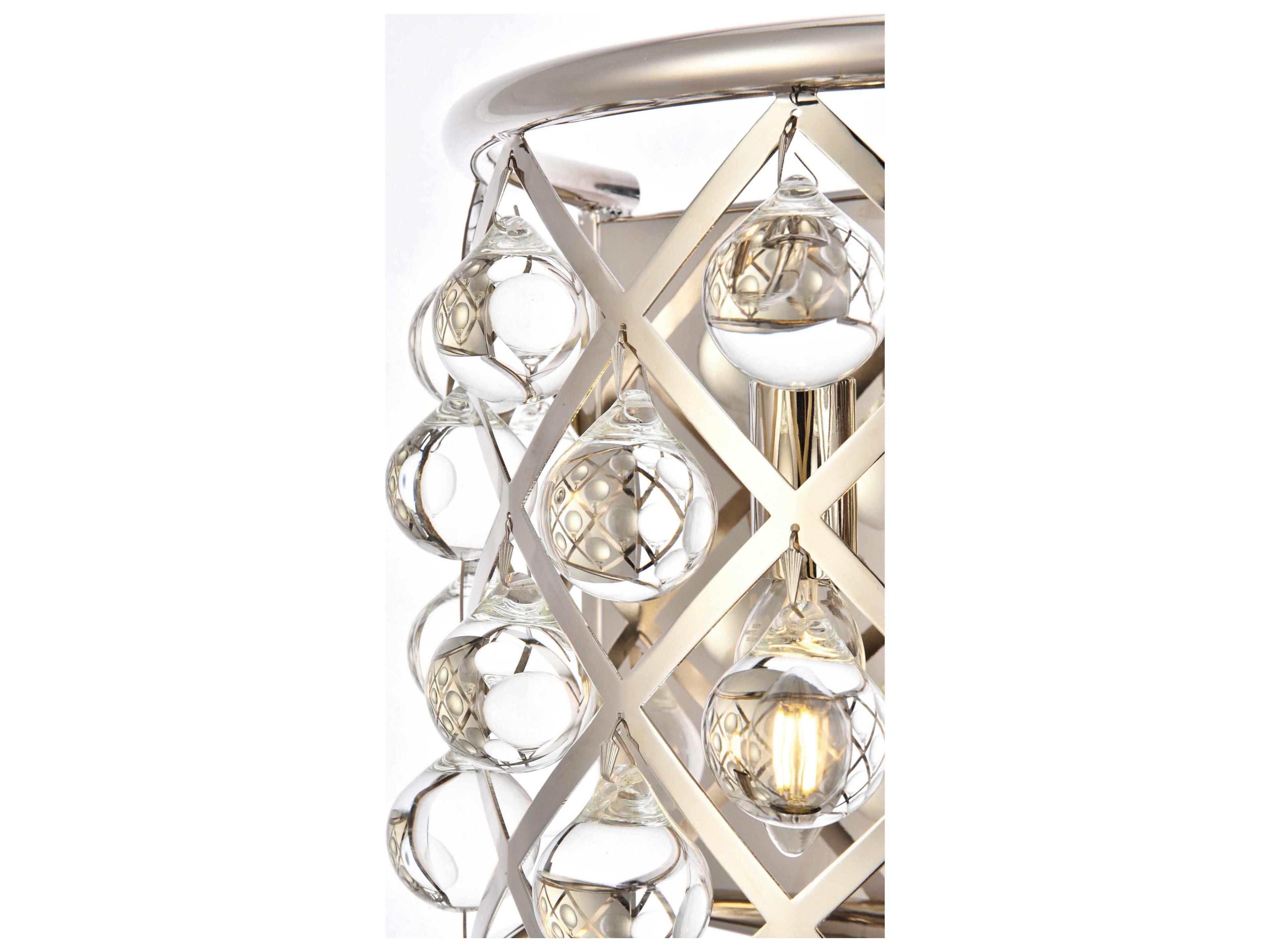 Elegant Lighting Madison 1-Light Polished Nickel Clear Crystal Wall Sconce