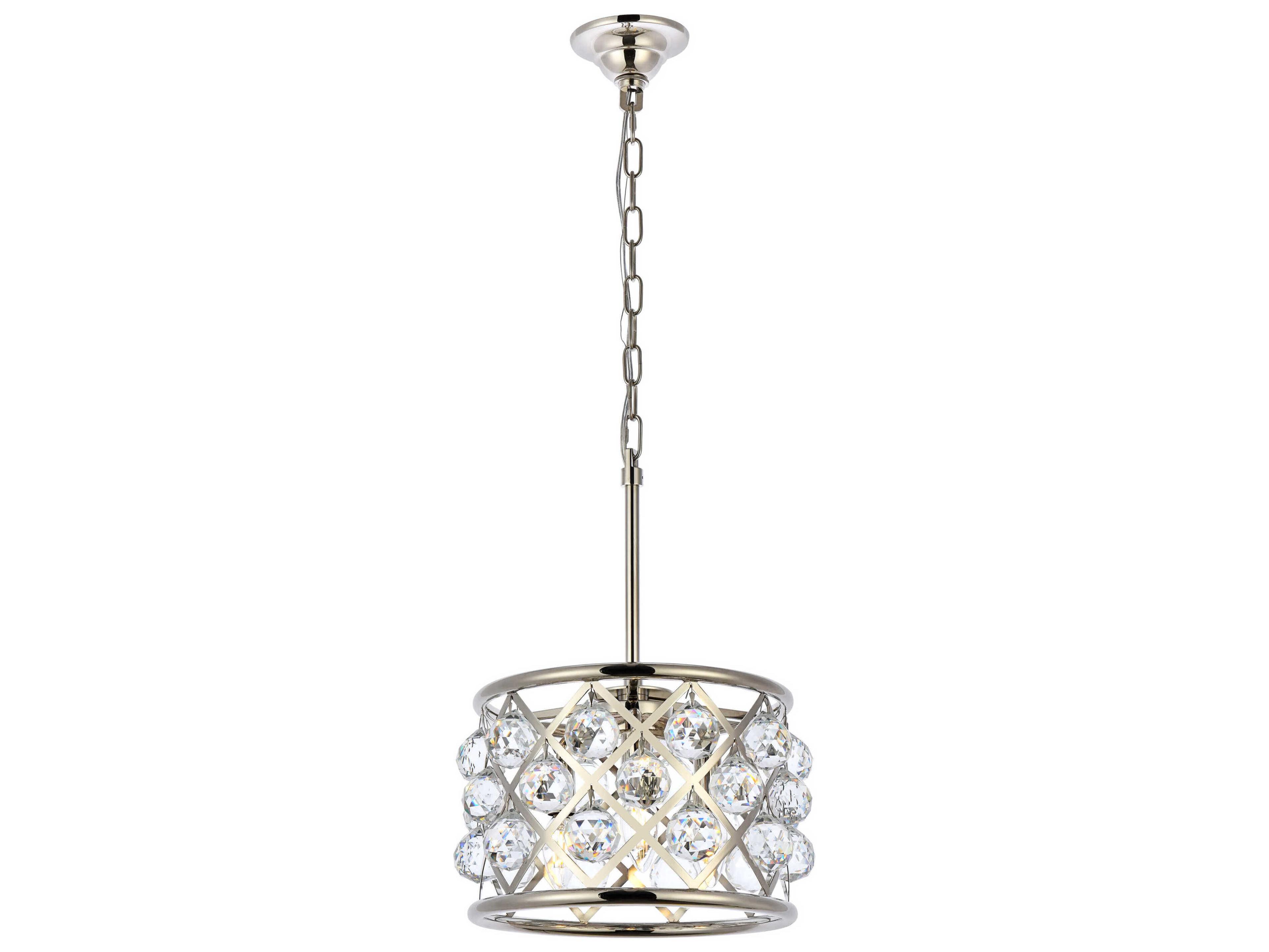 Madison 3-Light Polished Nickel Clear Crystal Drum Mini Pendant