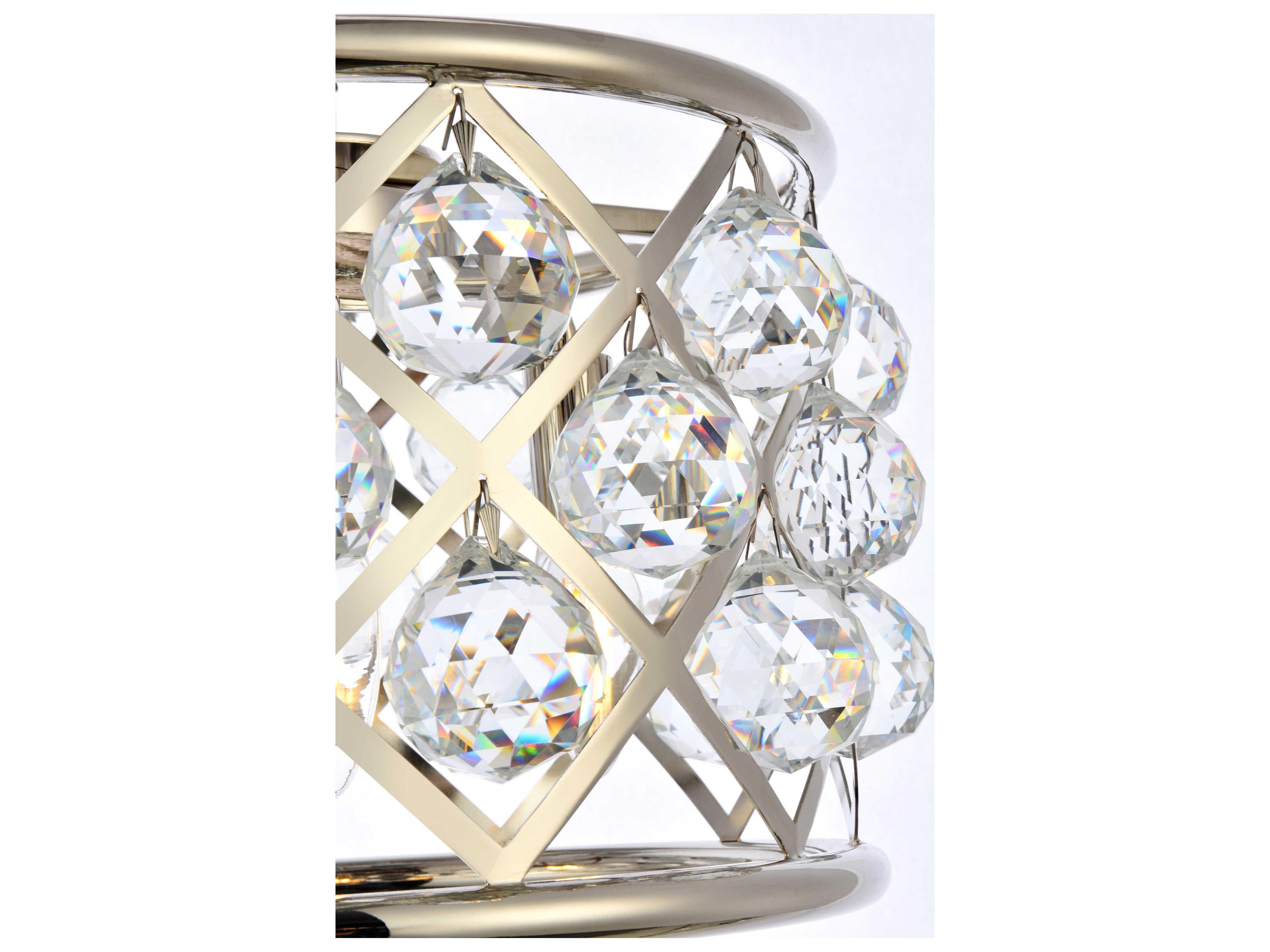 Elegant Lighting Madison 3-Light Polished Nickel Clear Crystal Drum Mini Pendant