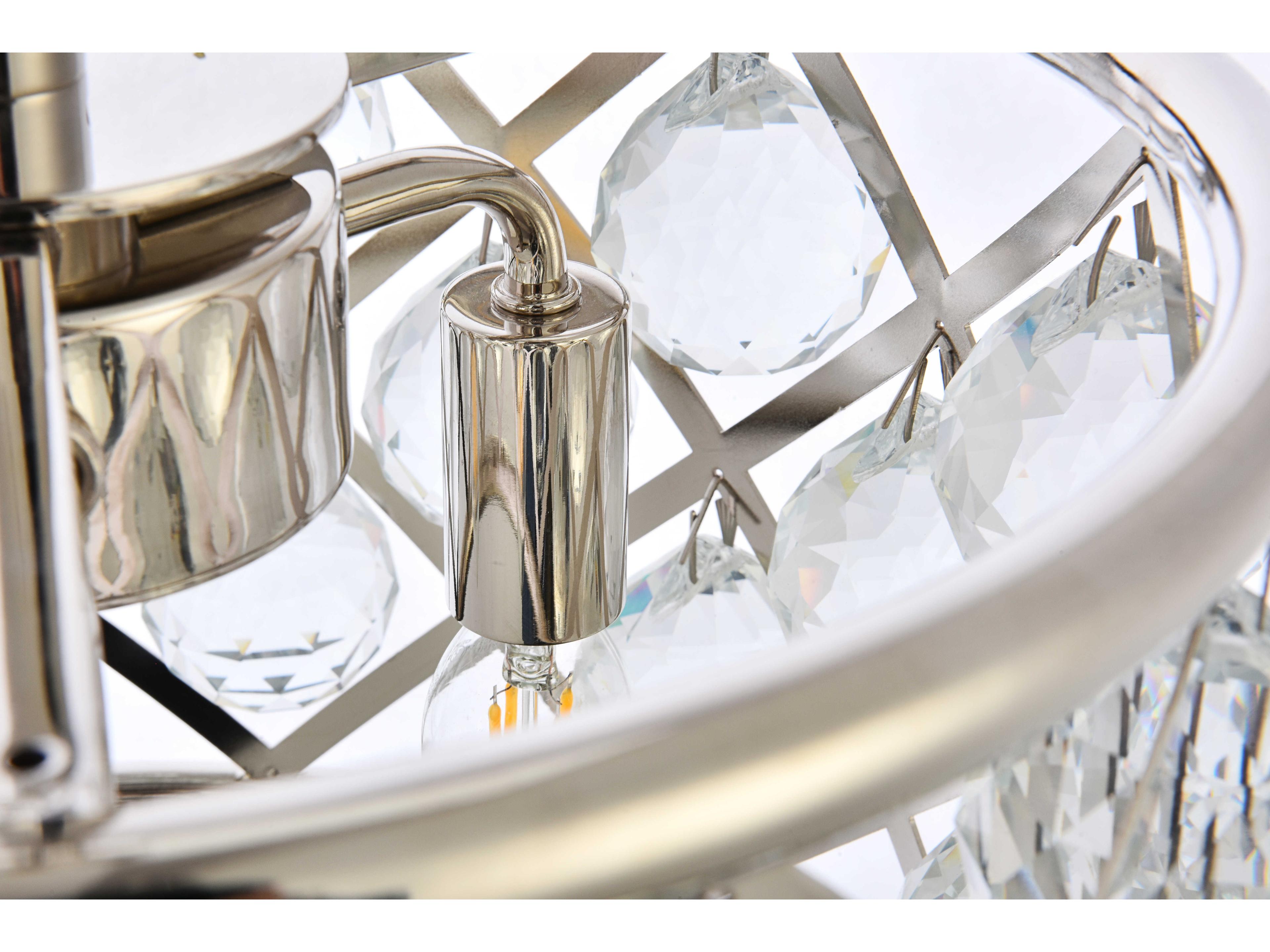 Elegant Lighting Madison 3-Light Polished Nickel Clear Crystal Drum Mini Pendant