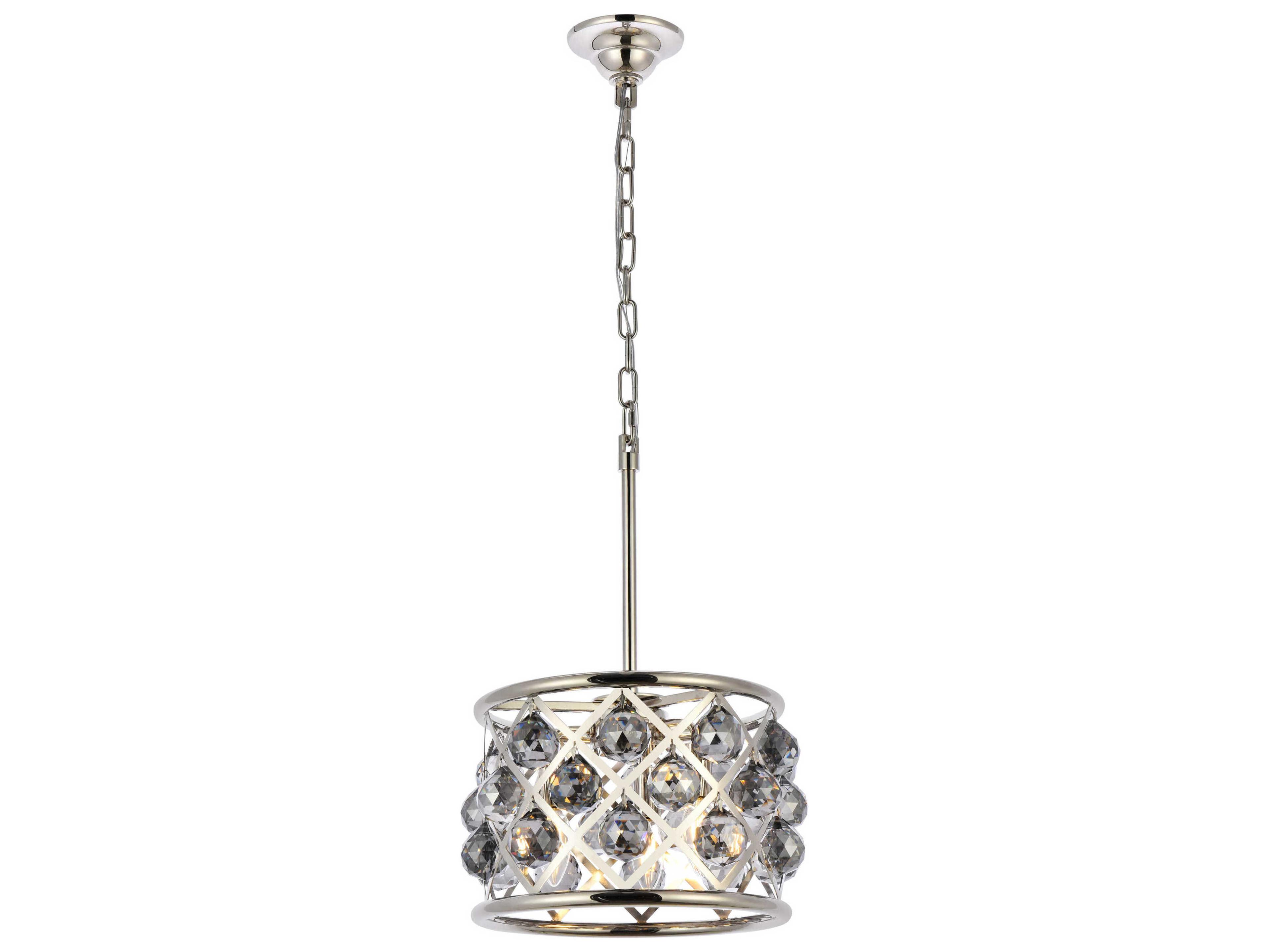 Madison 3-Light Polished Nickel Silver Crystal Drum Mini Pendant