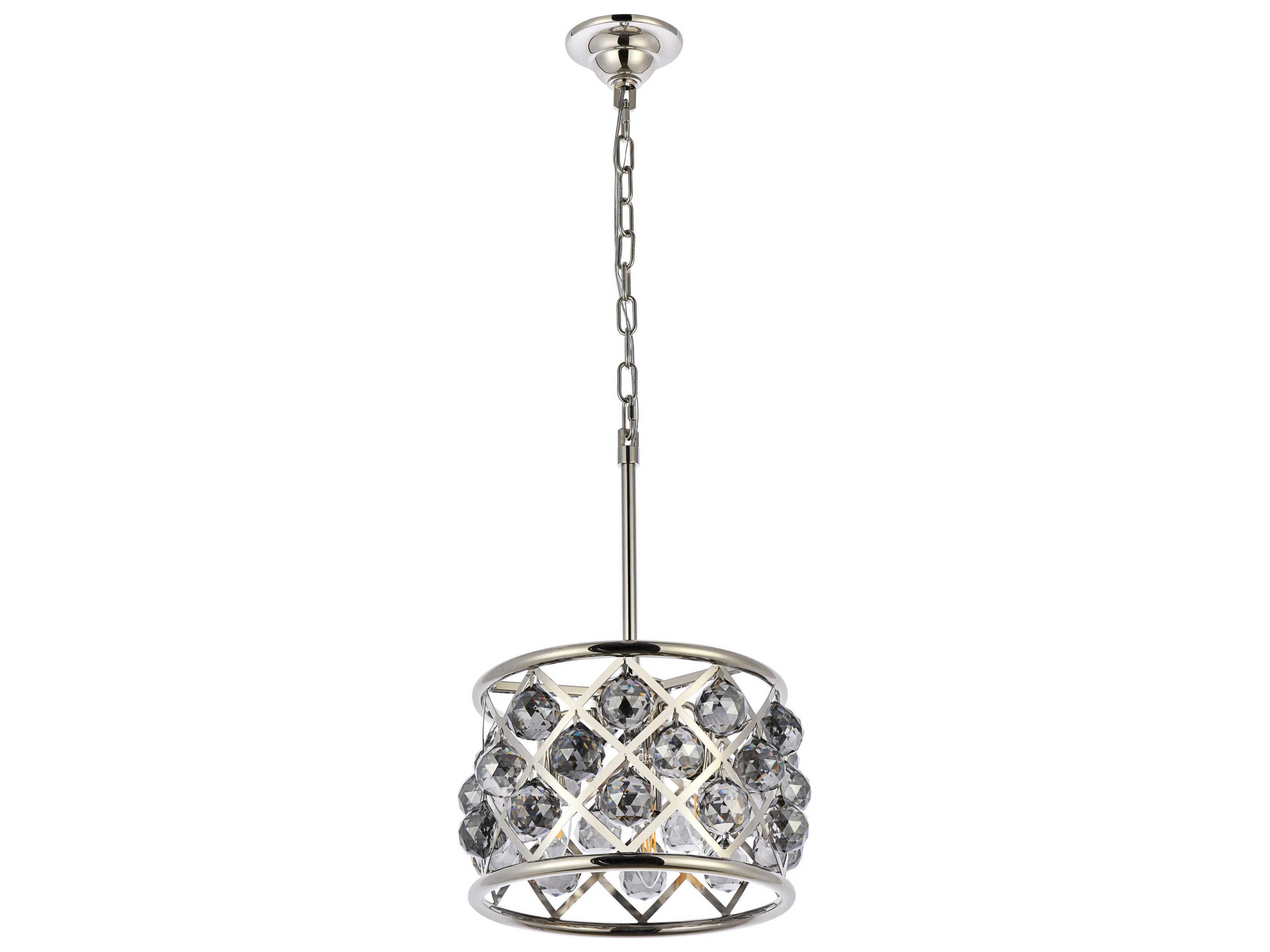 Elegant Lighting Madison 3-Light Polished Nickel Silver Crystal Drum Mini Pendant