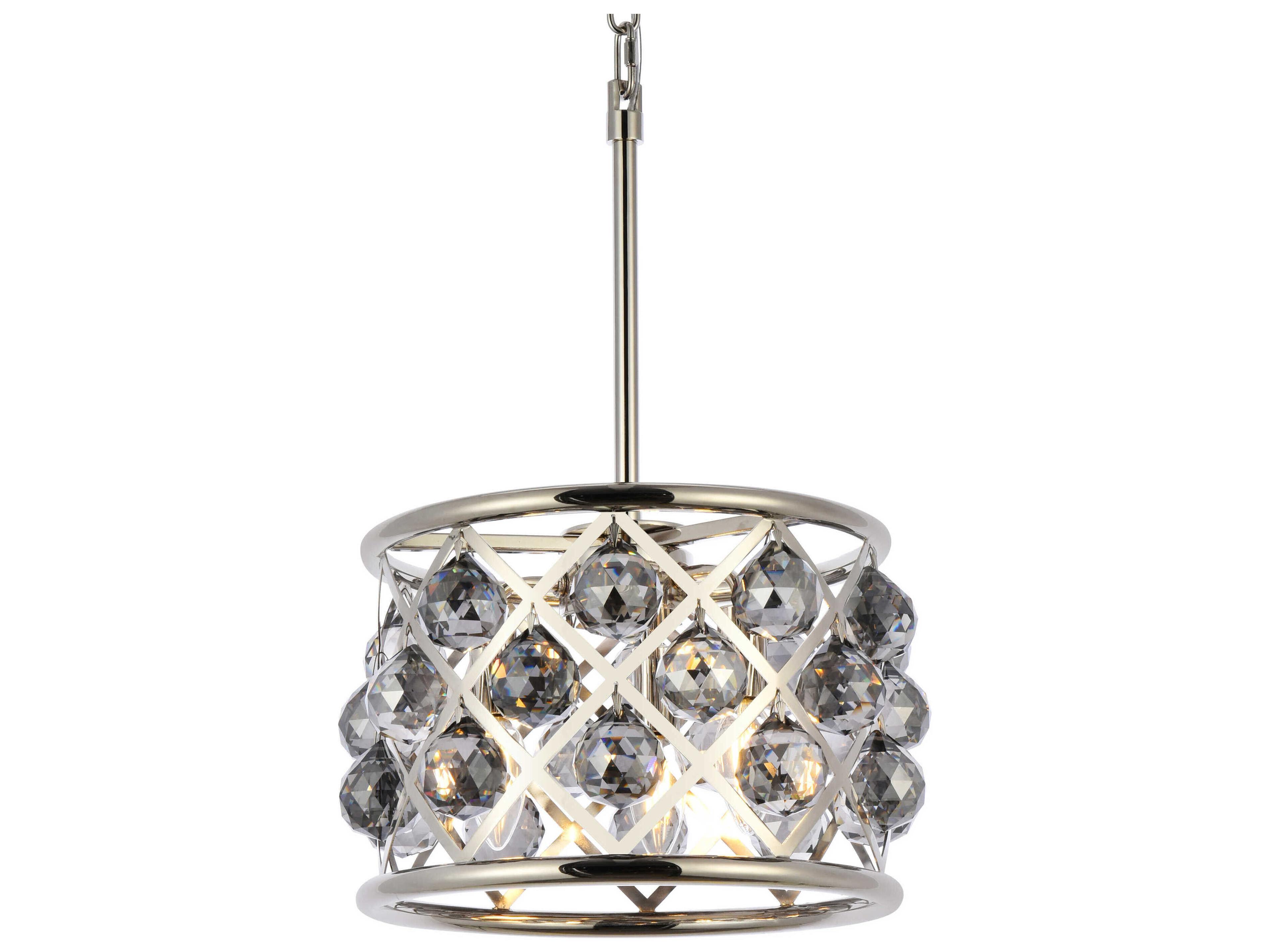 Elegant Lighting Madison 3-Light Polished Nickel Silver Crystal Drum Mini Pendant