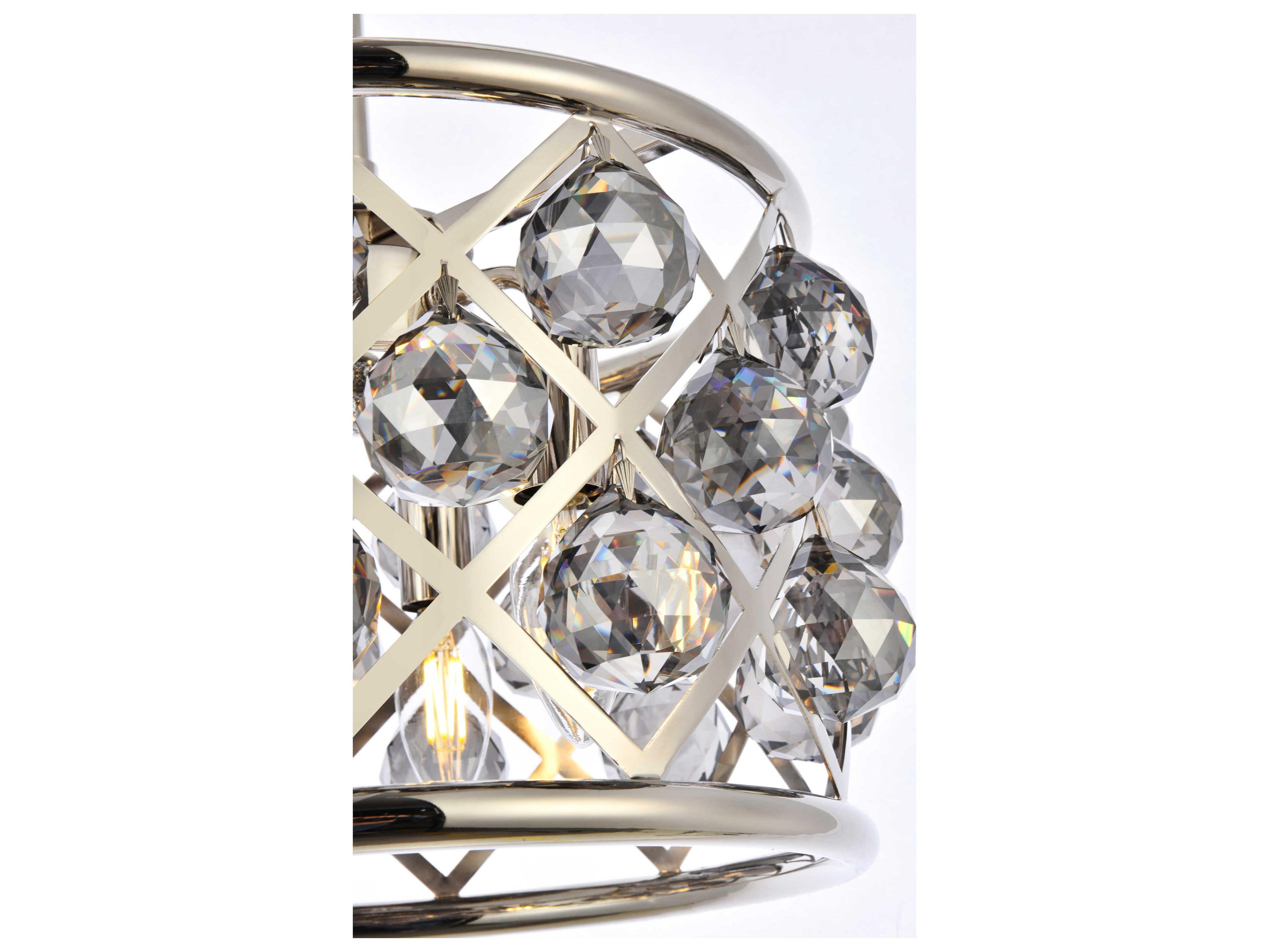 Elegant Lighting Madison 3-Light Polished Nickel Silver Crystal Drum Mini Pendant