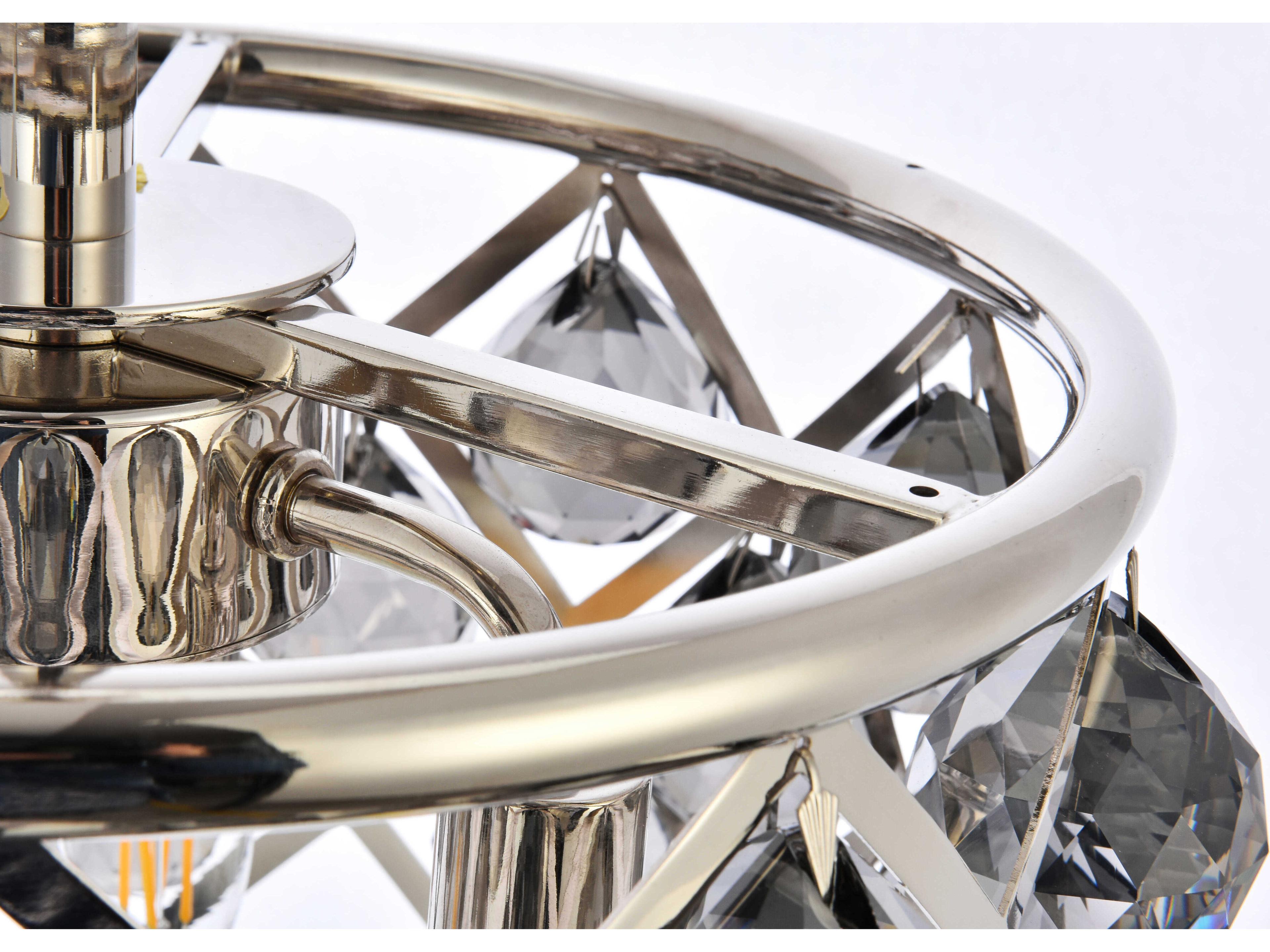 Elegant Lighting Madison 3-Light Polished Nickel Silver Crystal Drum Mini Pendant