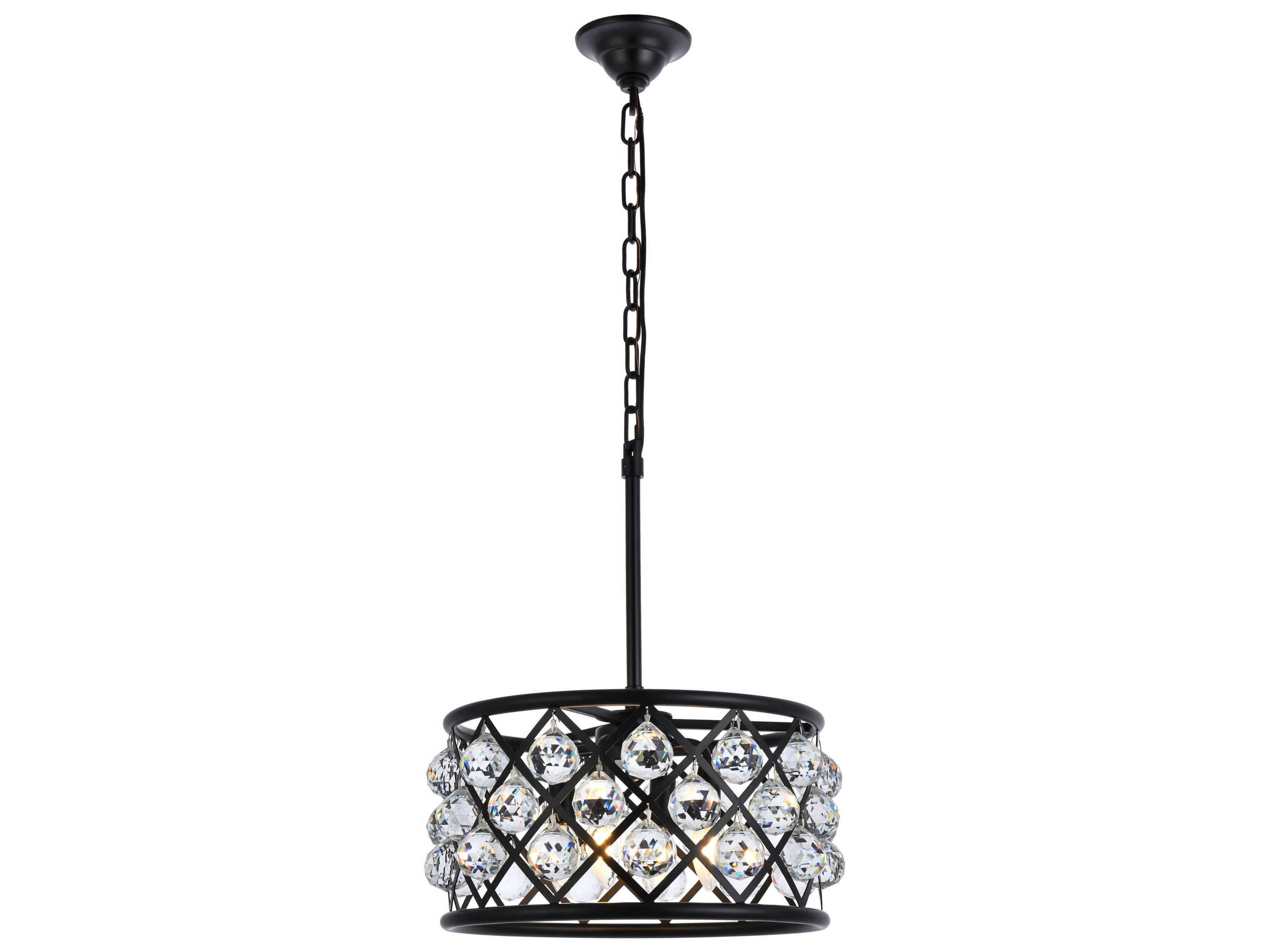 Madison 4-Light Matte Black Clear Crystal Drum Pendant