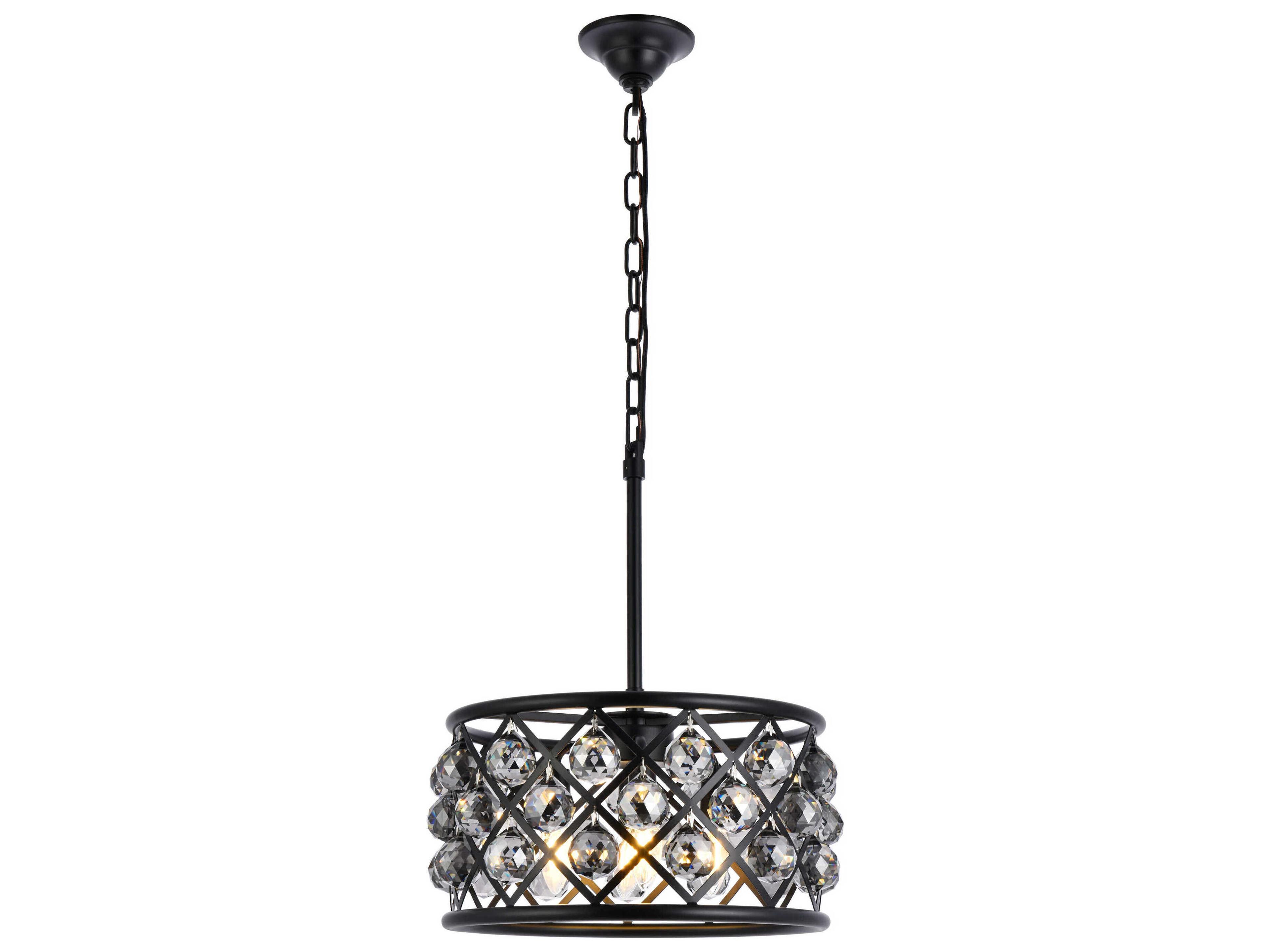 Madison 4-Light Matte Black Silver Crystal Drum Pendant