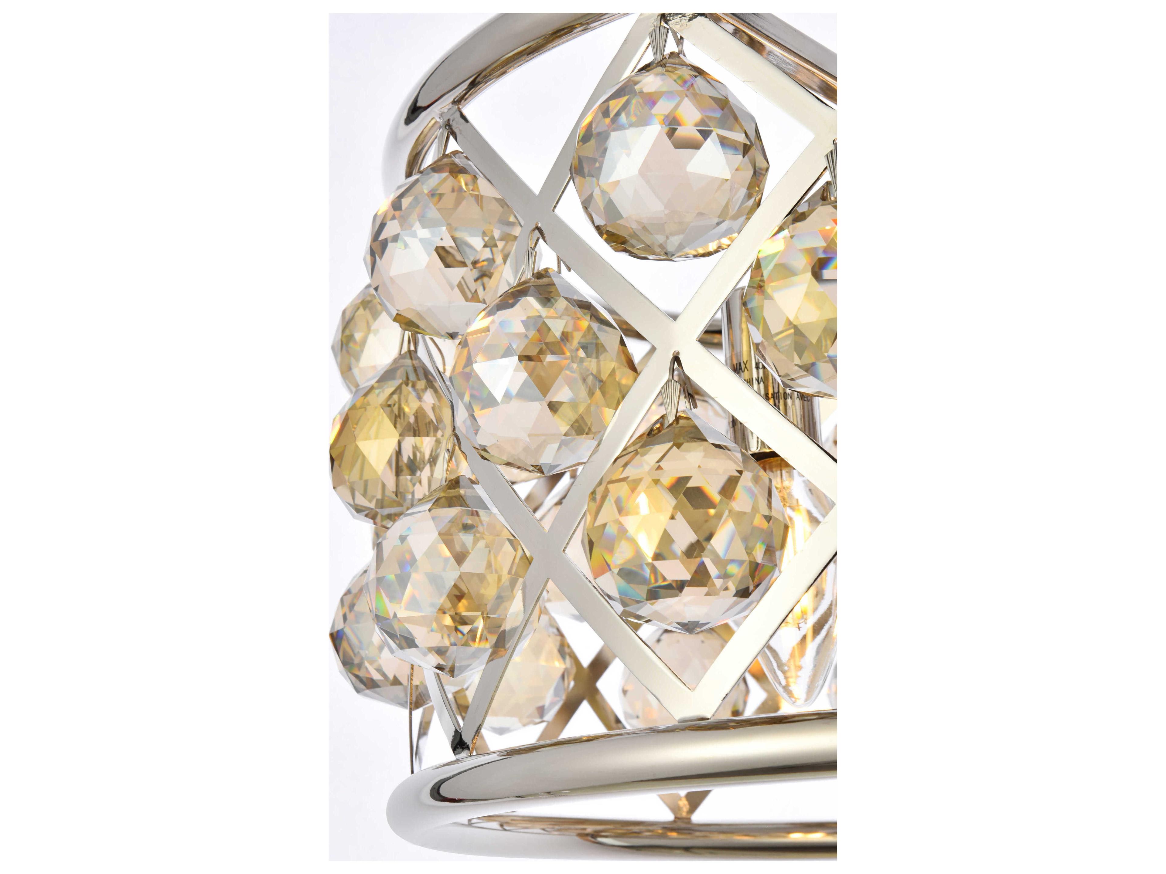 Elegant Lighting Madison 4-Light Polished Nickel Gold Crystal Drum Pendant