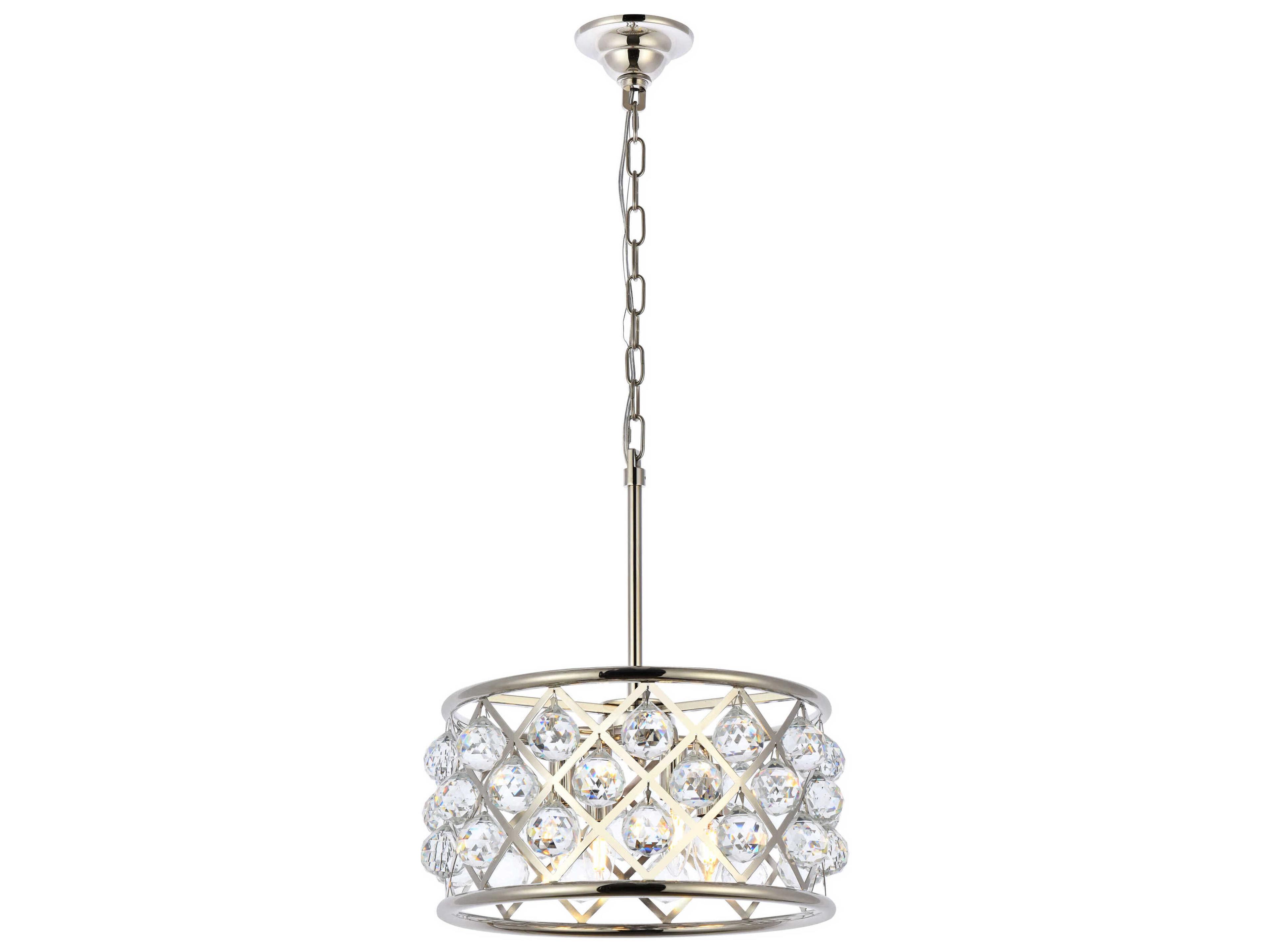 Madison 4-Light Polished Nickel Clear Crystal Drum Pendant