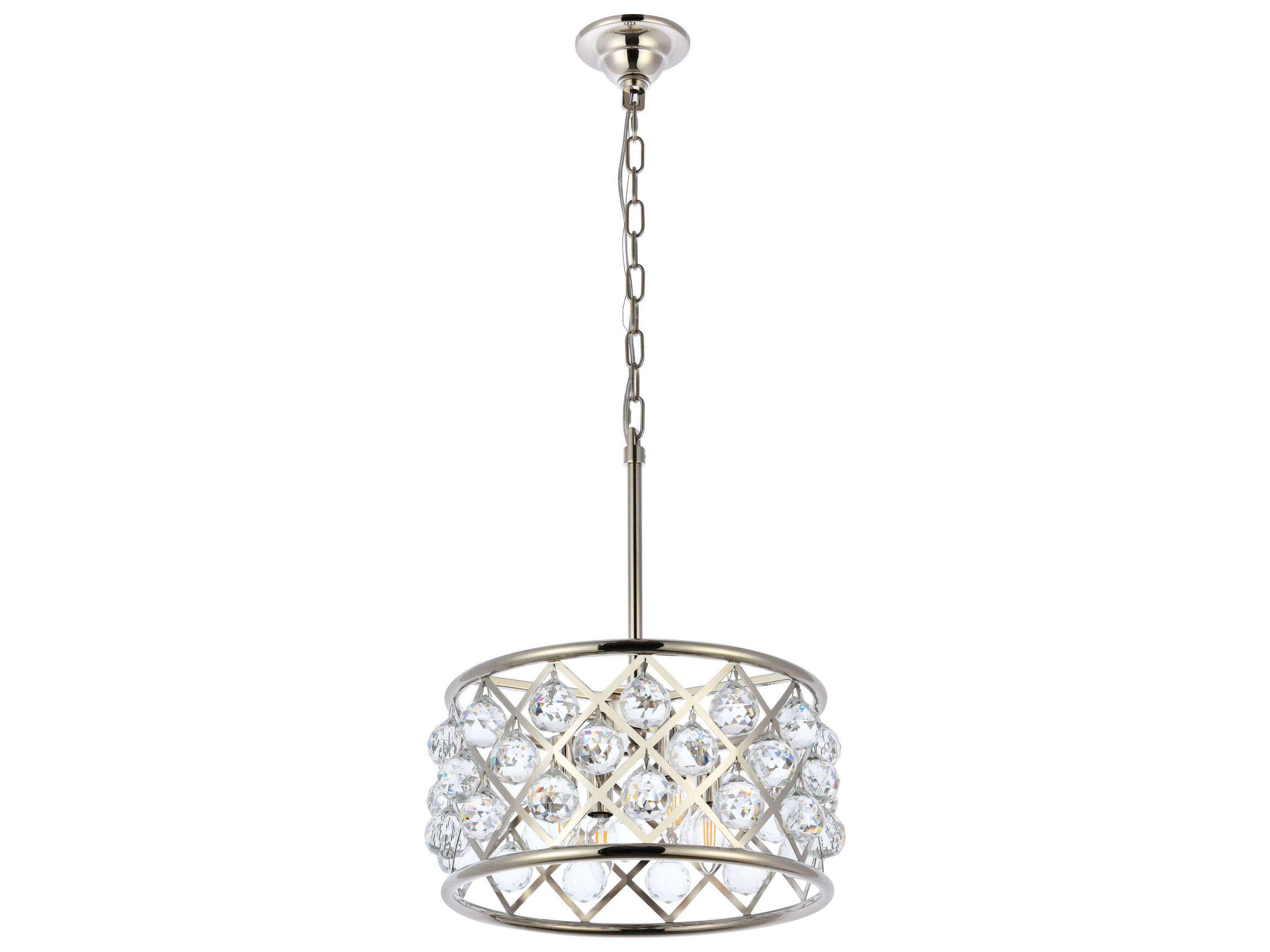 Elegant Lighting Madison 4-Light Polished Nickel Clear Crystal Drum Pendant
