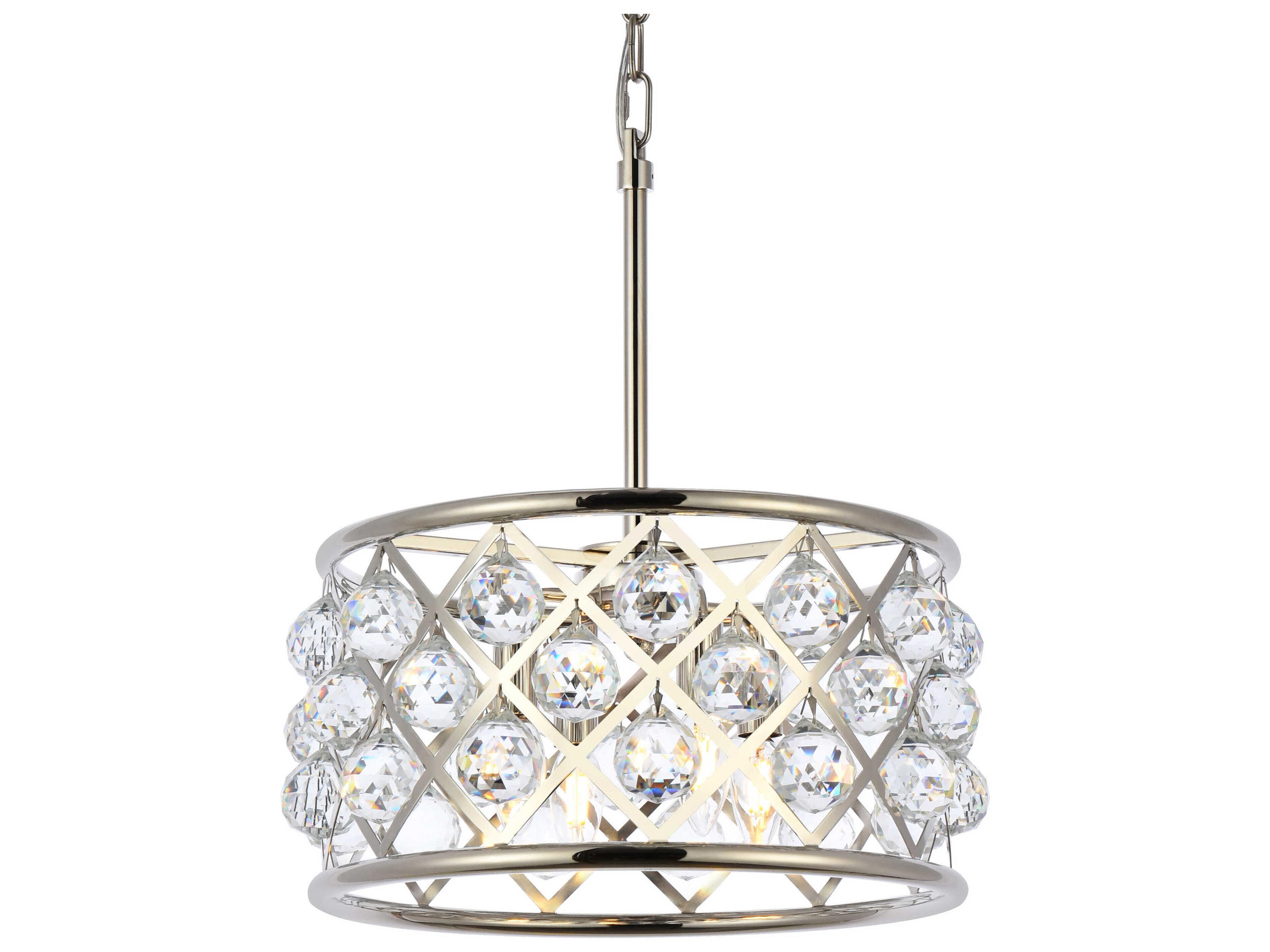 Elegant Lighting Madison 4-Light Polished Nickel Clear Crystal Drum Pendant