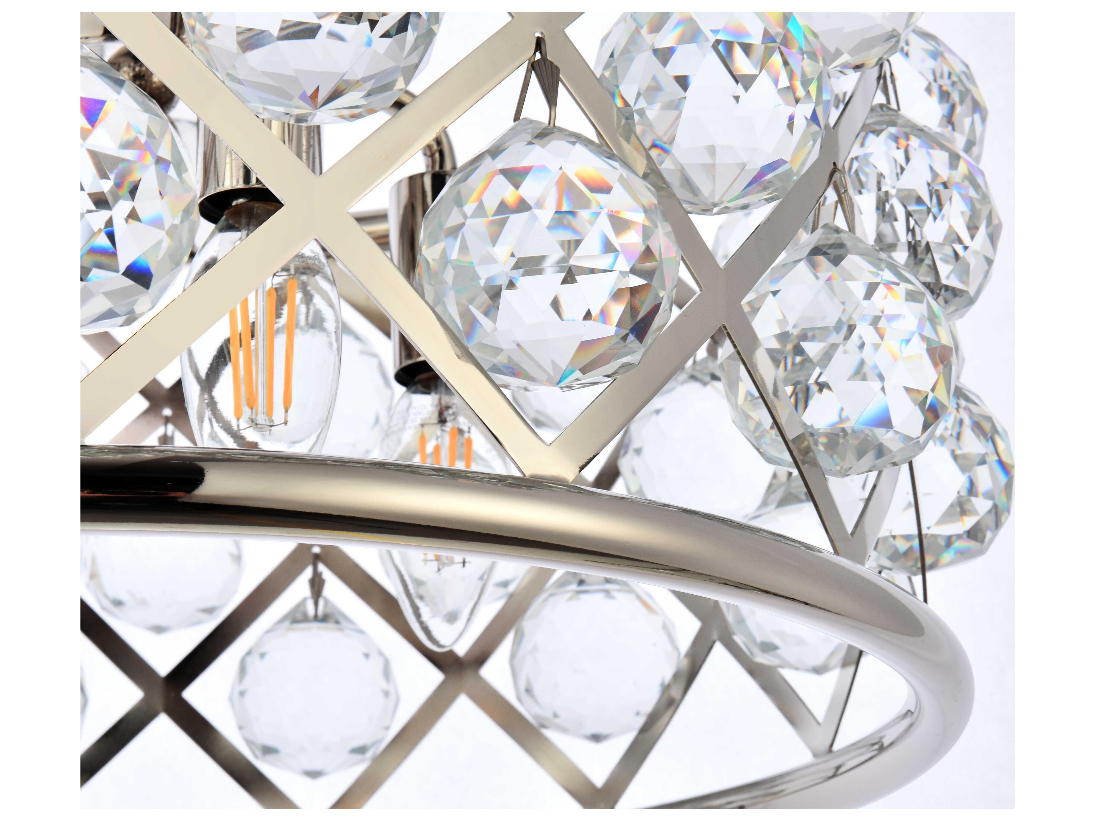 Elegant Lighting Madison 4-Light Polished Nickel Clear Crystal Drum Pendant