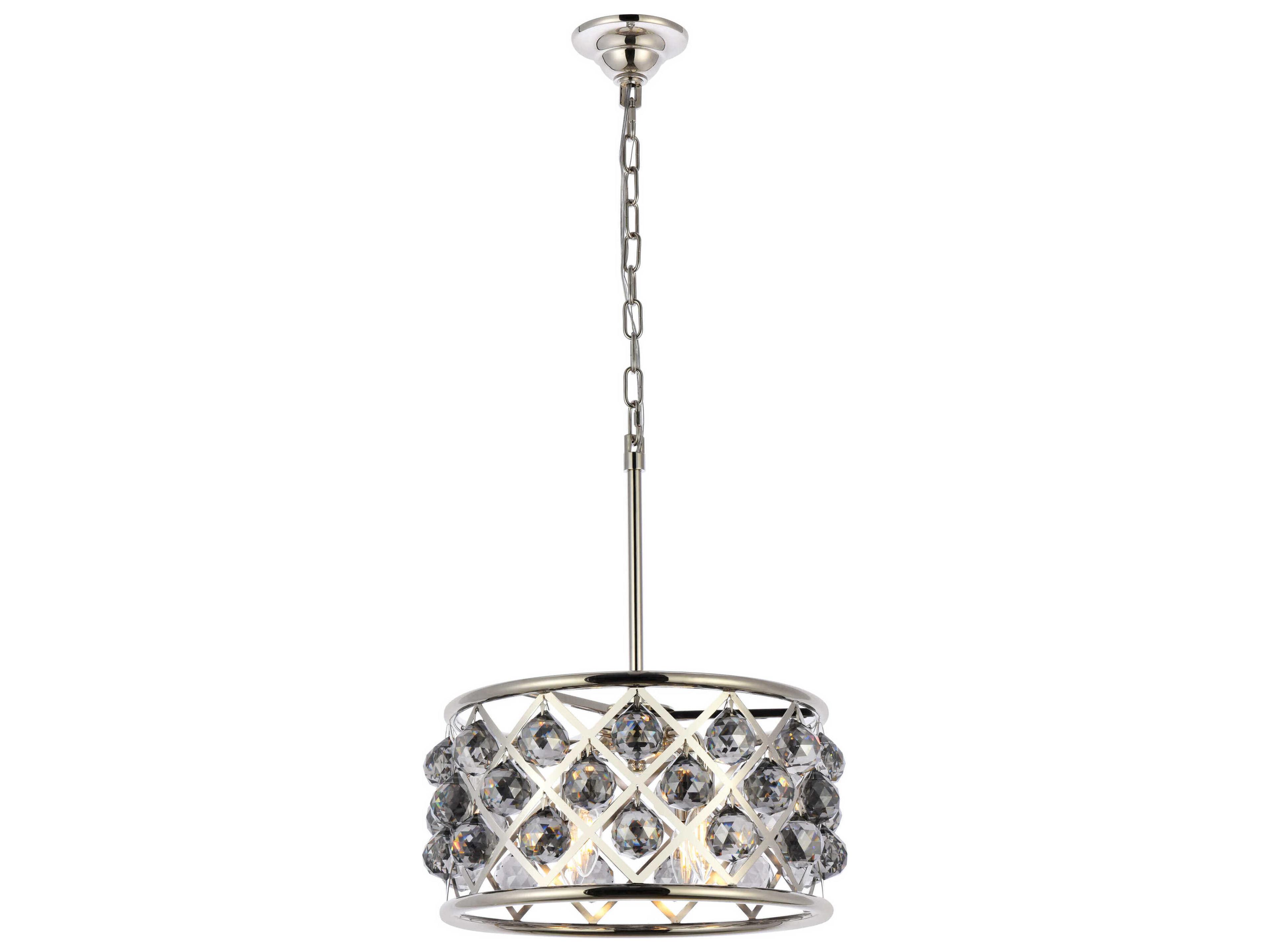 Elegant Lighting Madison 4-Light Polished Nickel Silver Crystal Drum Pendant