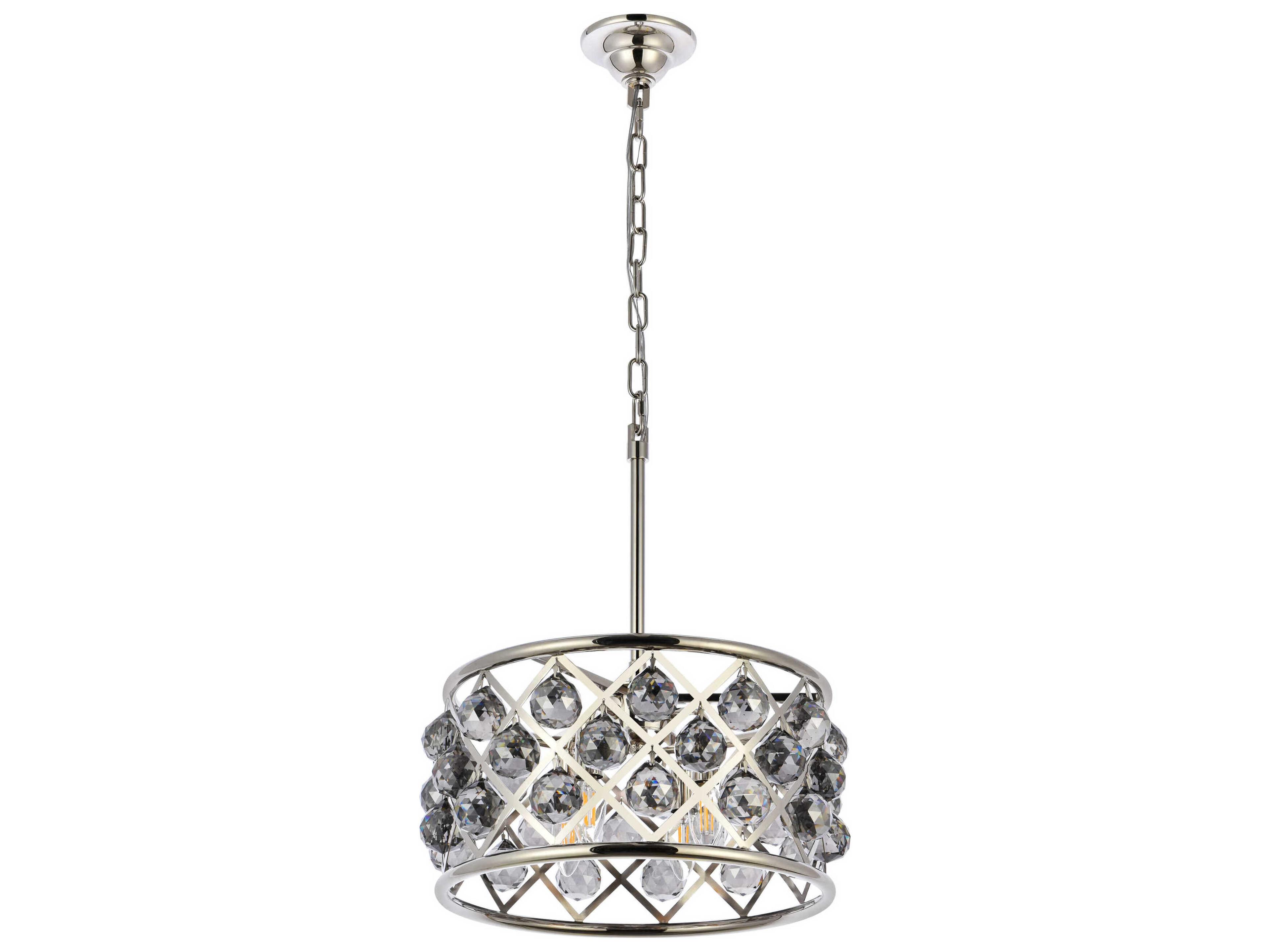 Elegant Lighting Madison 4-Light Polished Nickel Silver Crystal Drum Pendant
