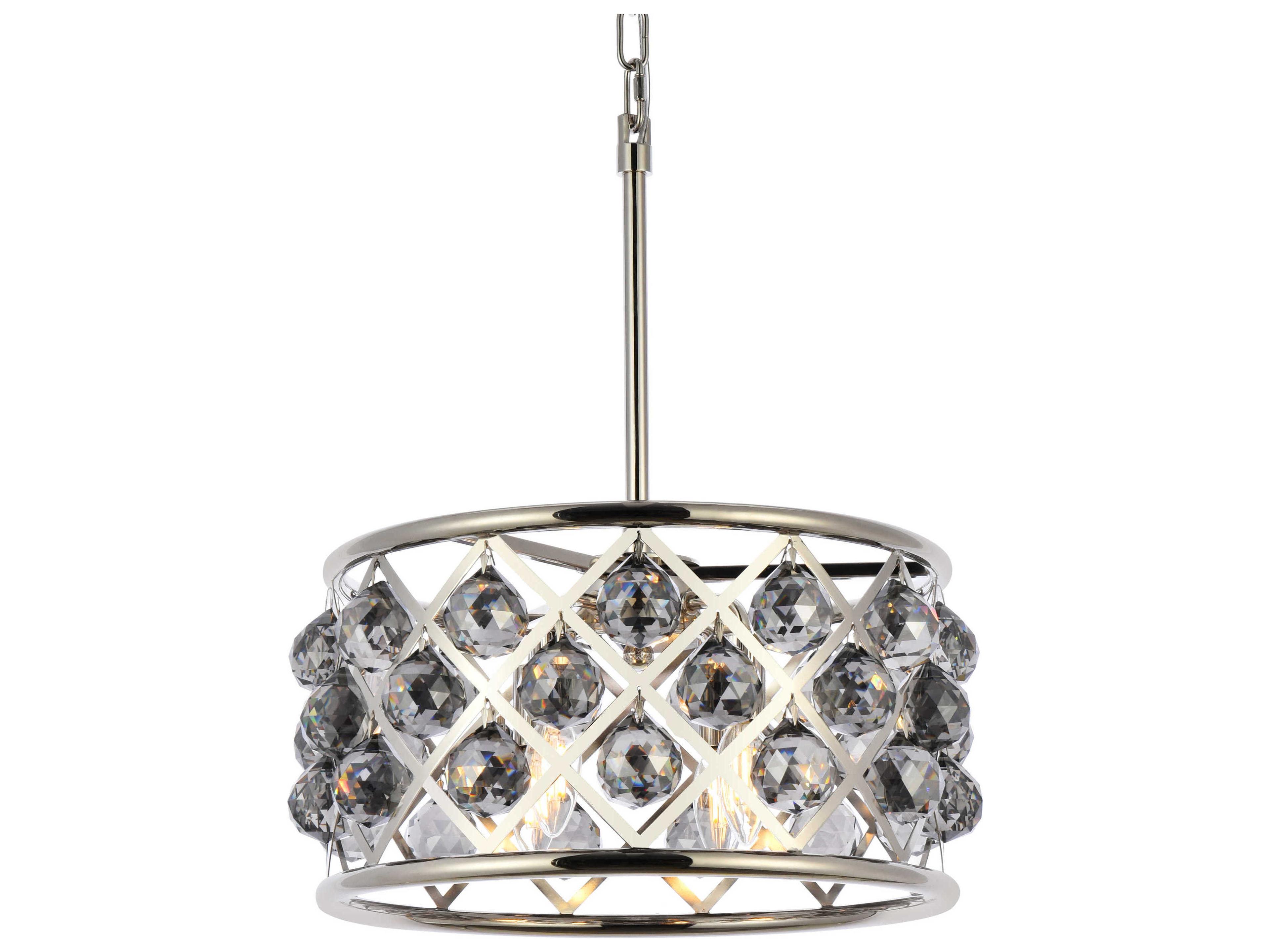 Elegant Lighting Madison 4-Light Polished Nickel Silver Crystal Drum Pendant