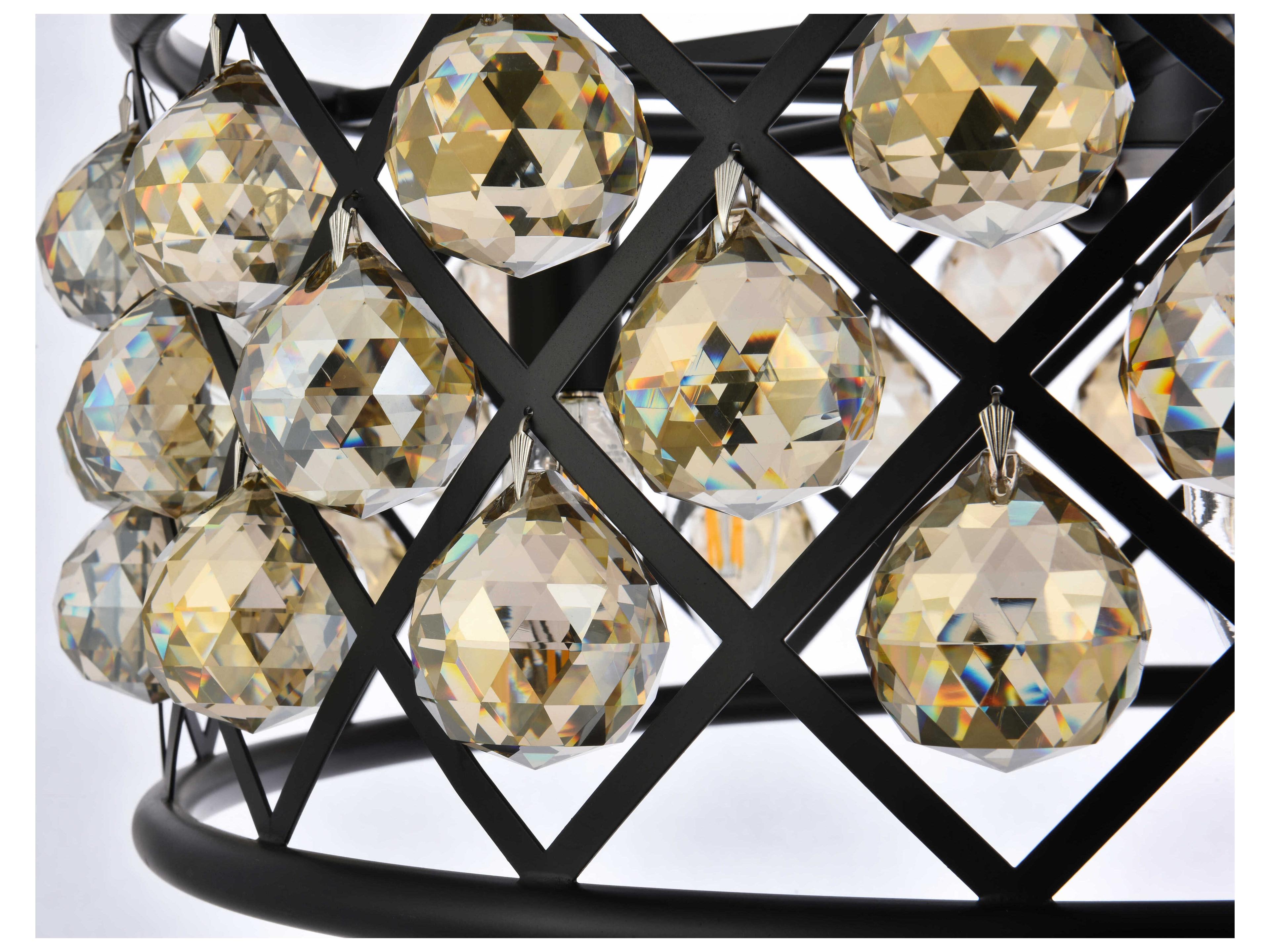 Elegant Lighting Madison 5-Light Matte Black Gold Crystal Drum Pendant