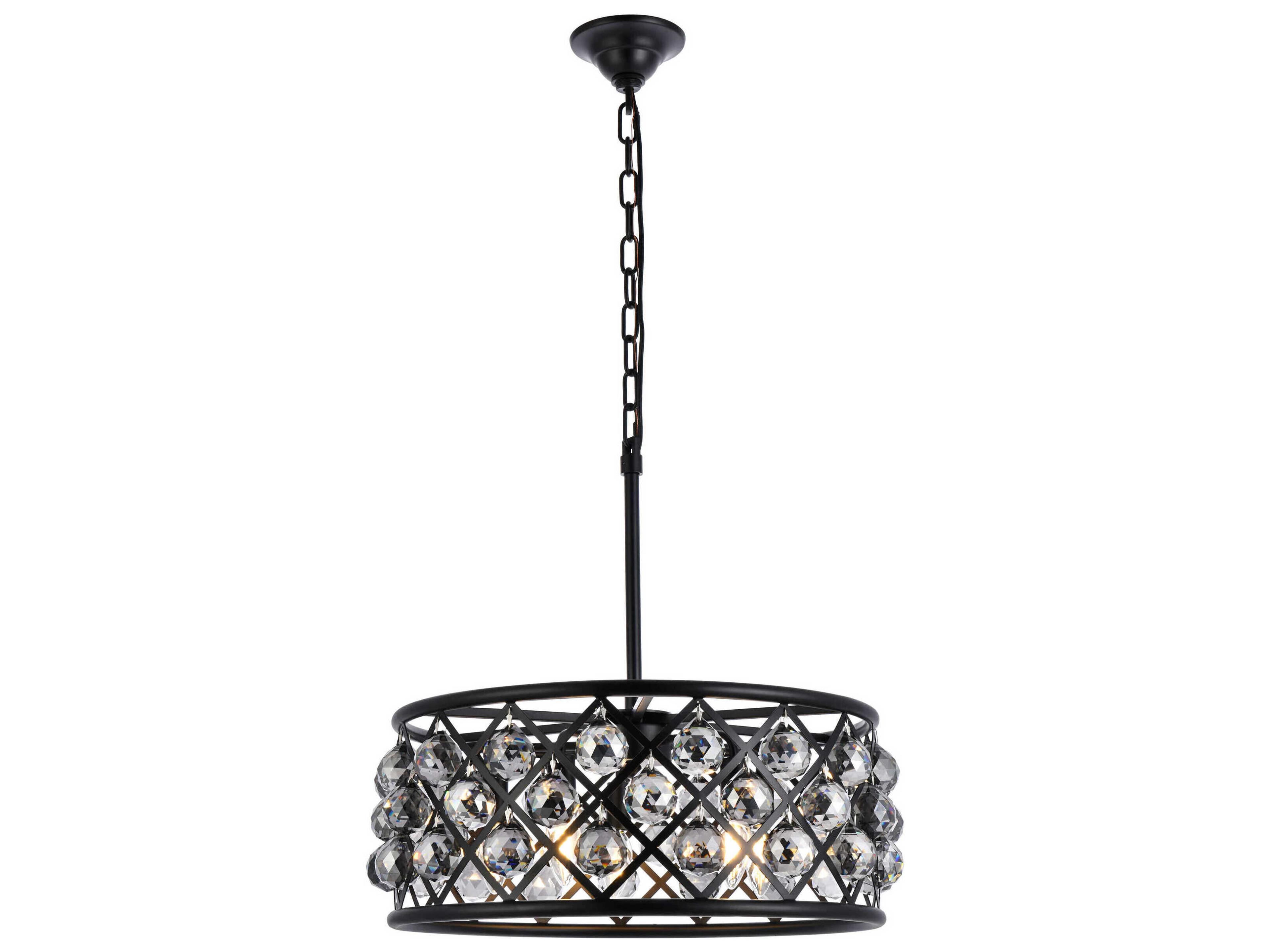 Madison 5-Light Matte Black Silver Crystal Drum Pendant