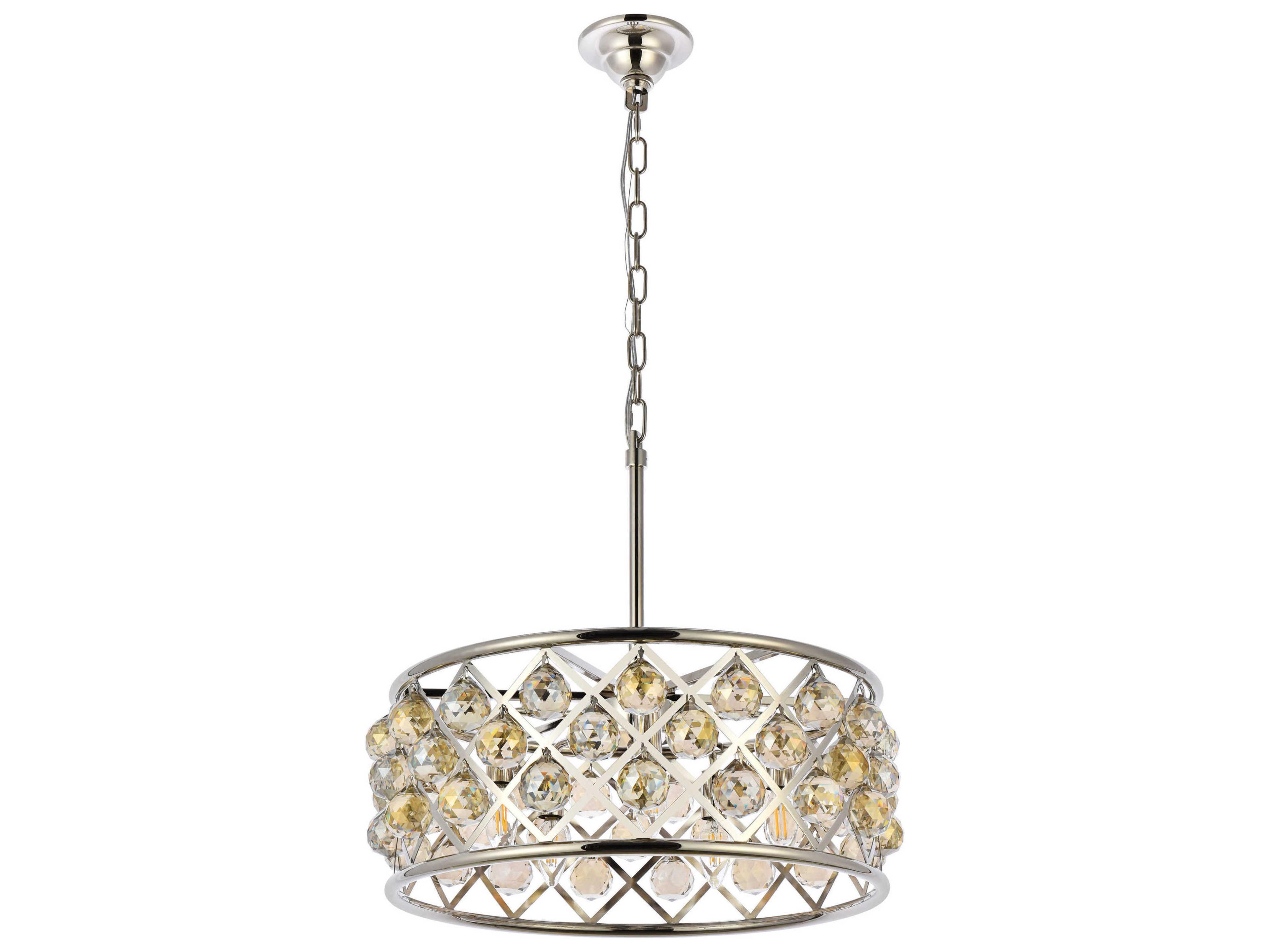 Elegant Lighting Madison 5-Light Polished Nickel Gold Crystal Drum Pendant