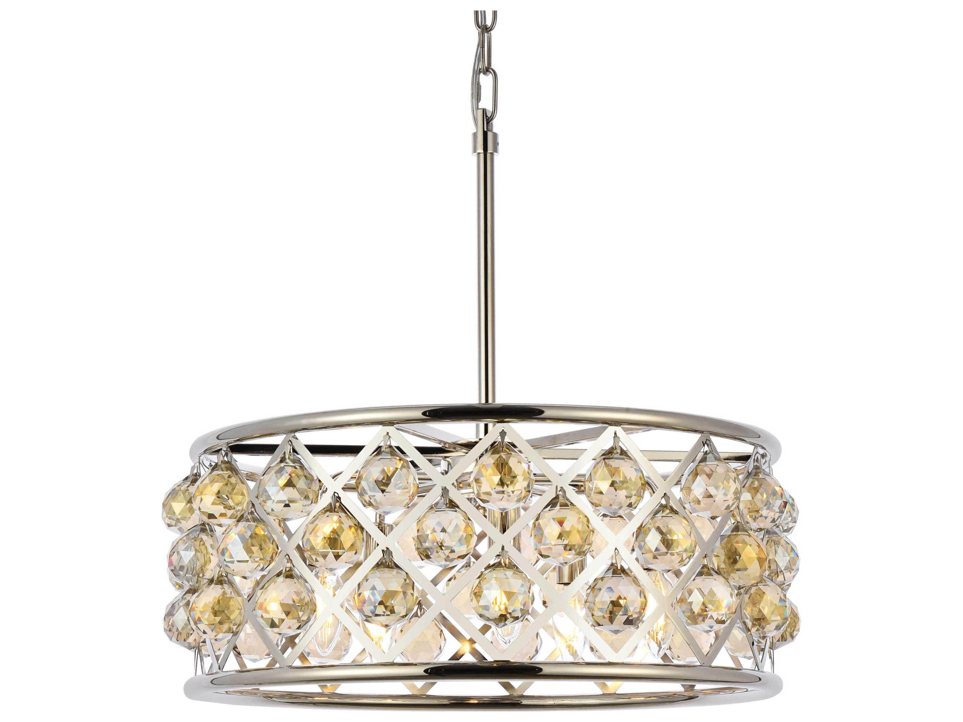 Elegant Lighting Madison 5-Light Polished Nickel Gold Crystal Drum Pendant