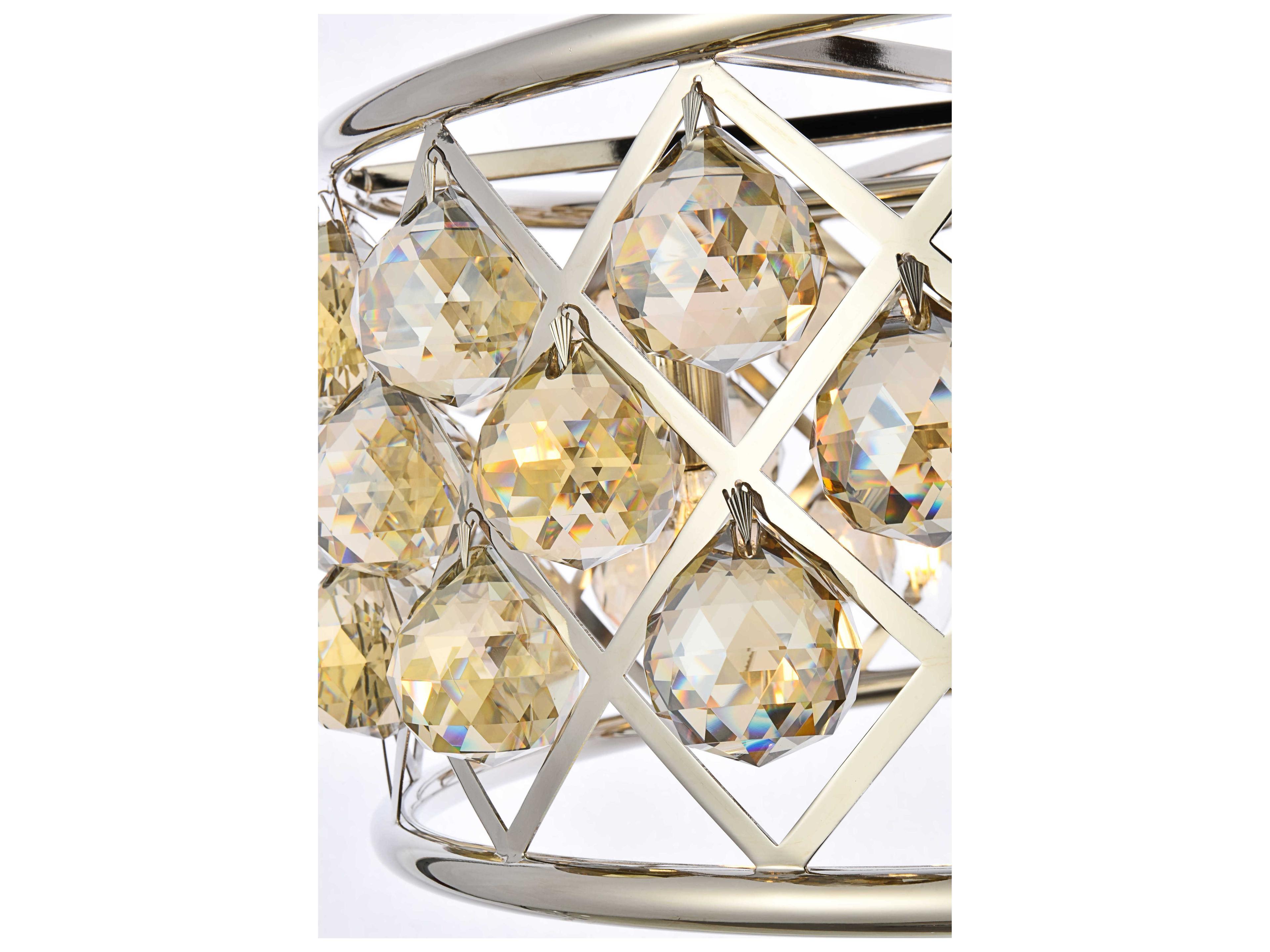 Elegant Lighting Madison 5-Light Polished Nickel Gold Crystal Drum Pendant