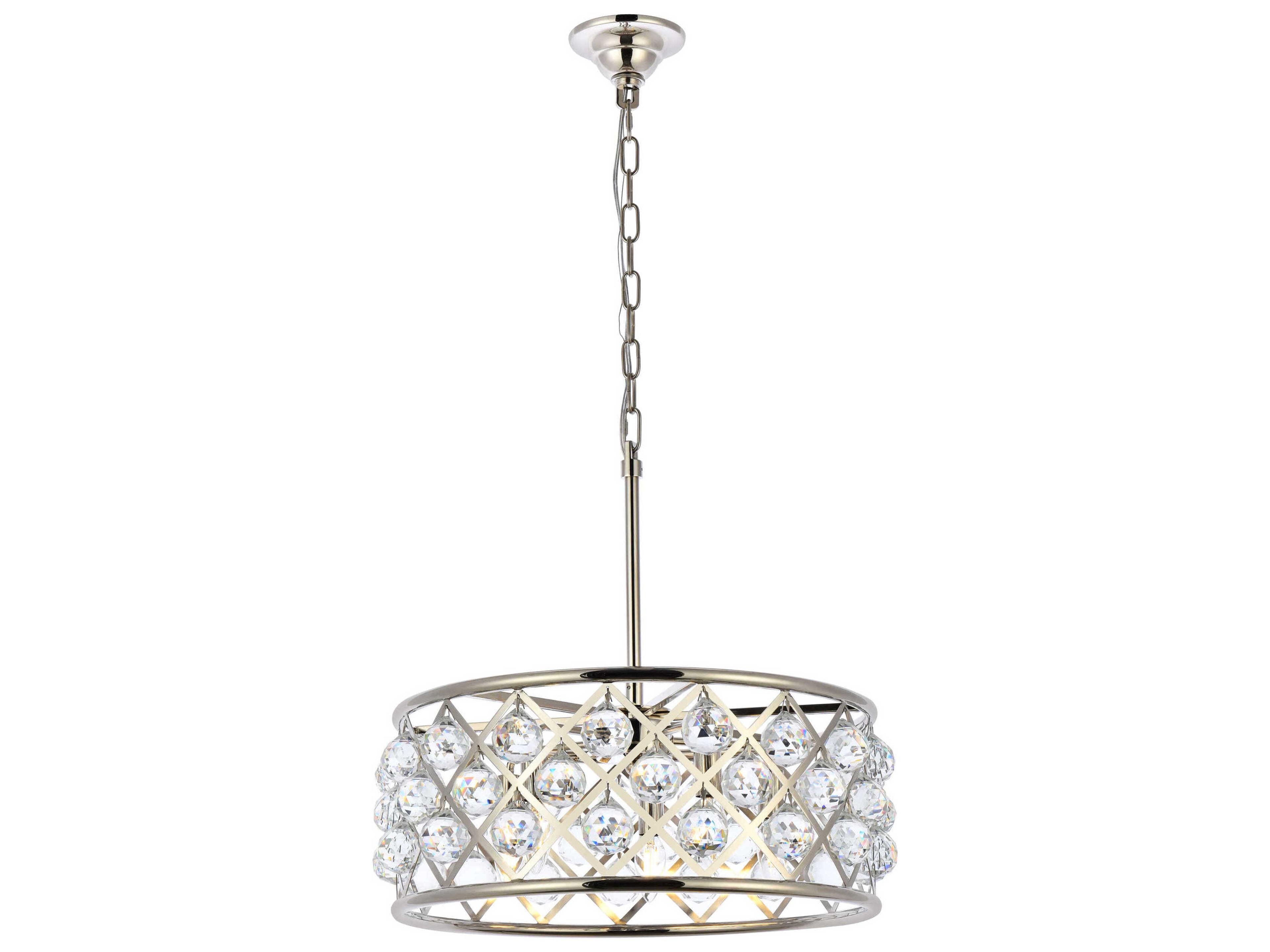 Madison 5-Light Polished Nickel Clear Crystal Drum Pendant