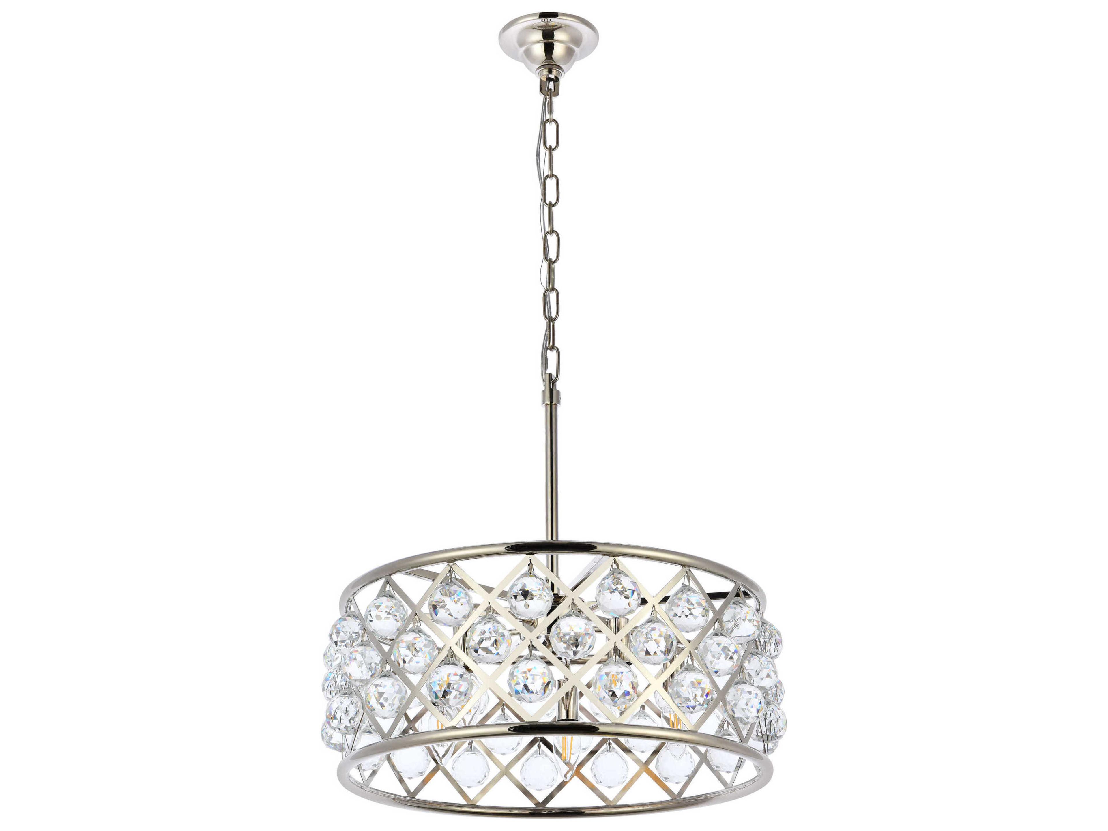 Elegant Lighting Madison 5-Light Polished Nickel Clear Crystal Drum Pendant