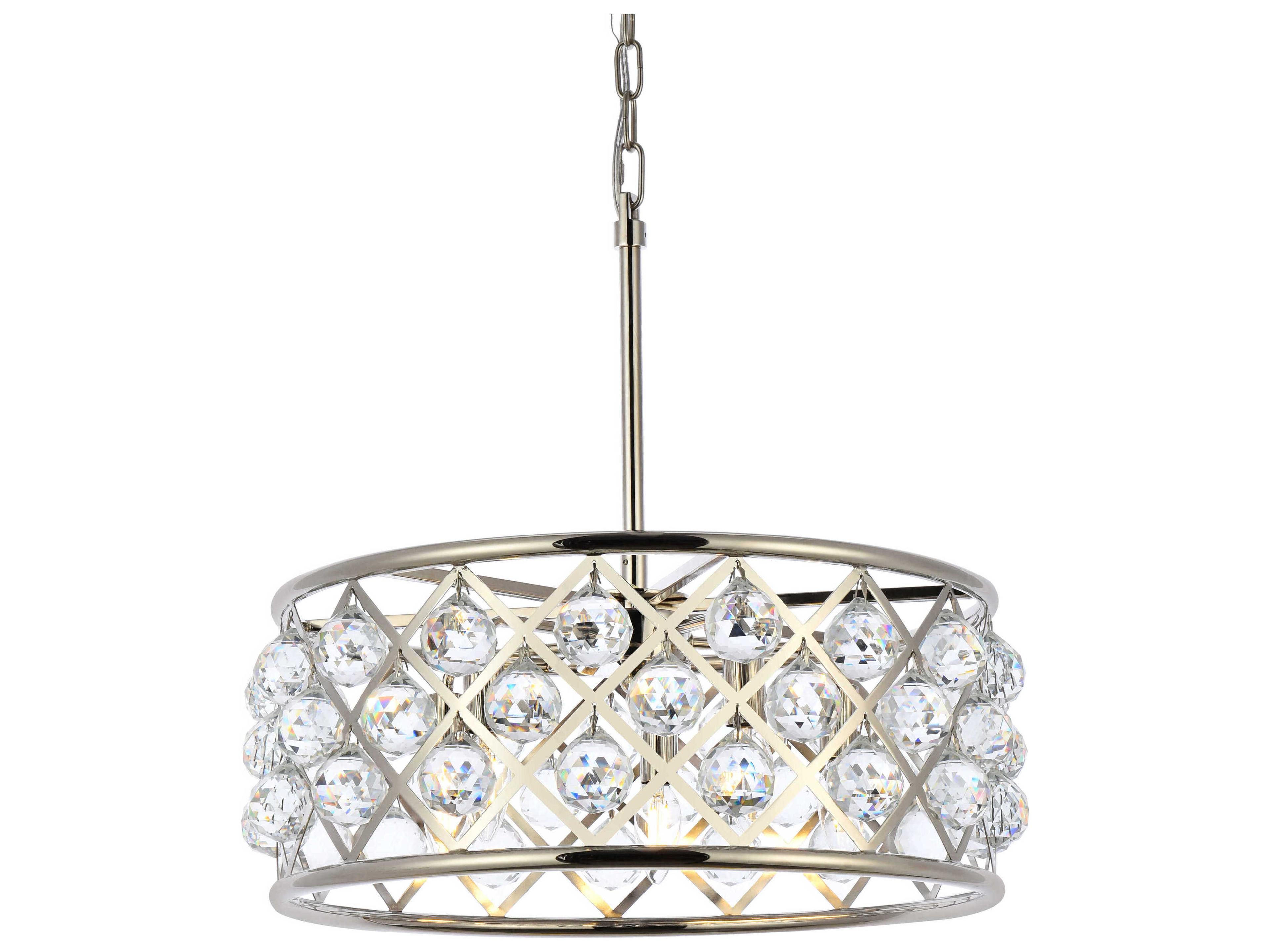 Elegant Lighting Madison 5-Light Polished Nickel Clear Crystal Drum Pendant
