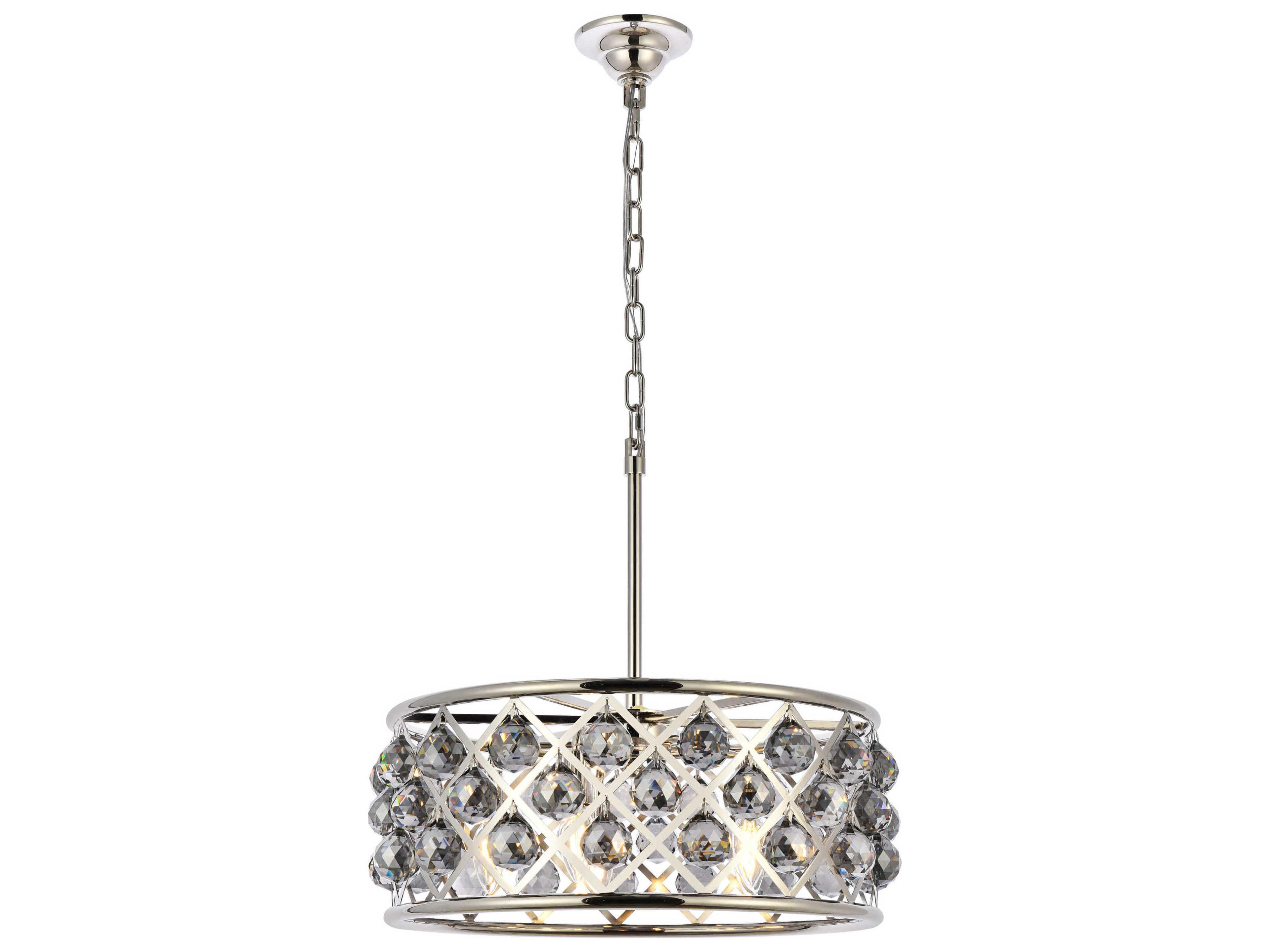 Madison 5-Light Polished Nickel Silver Crystal Drum Pendant