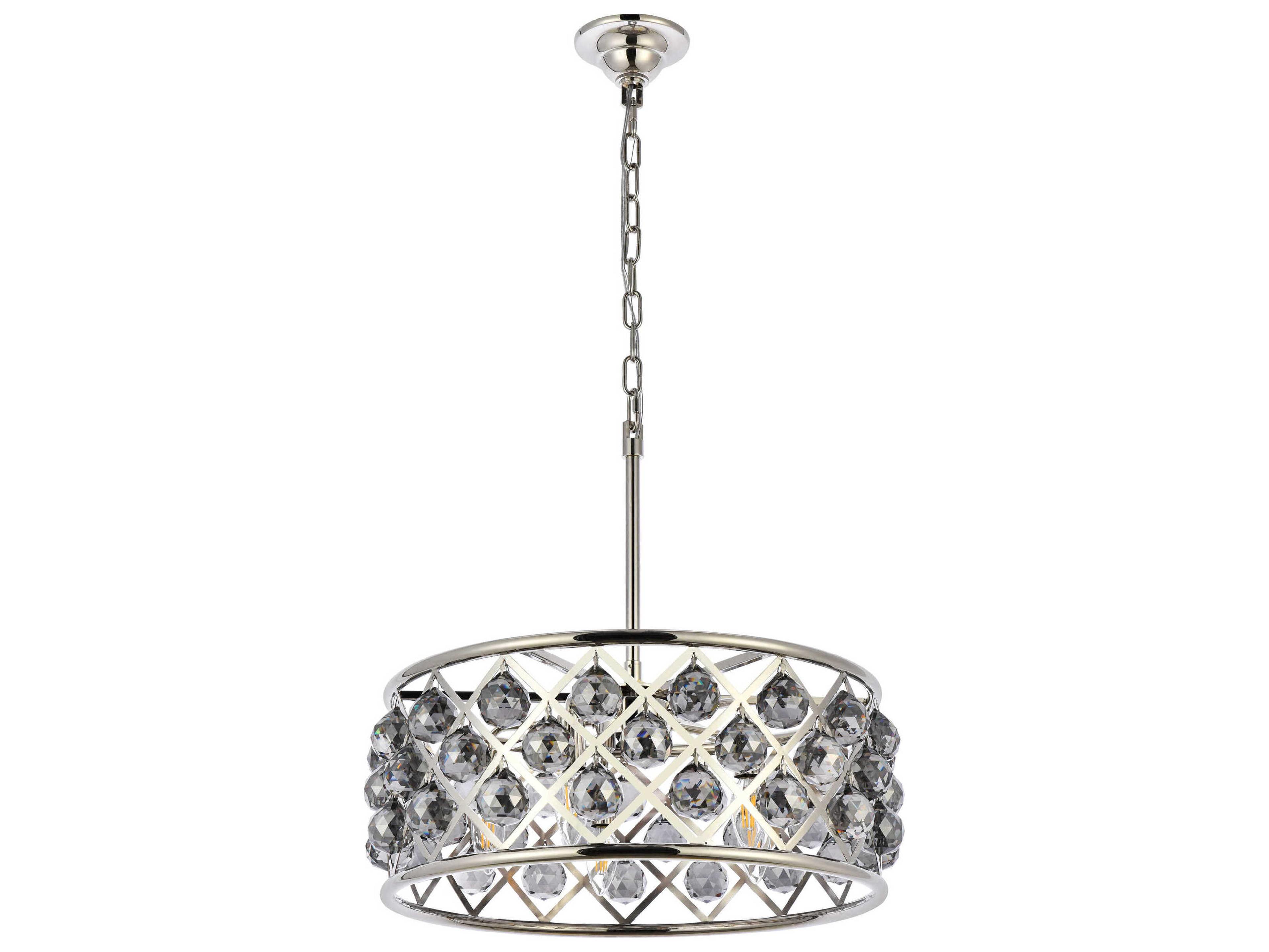 Elegant Lighting Madison 5-Light Polished Nickel Silver Crystal Drum Pendant