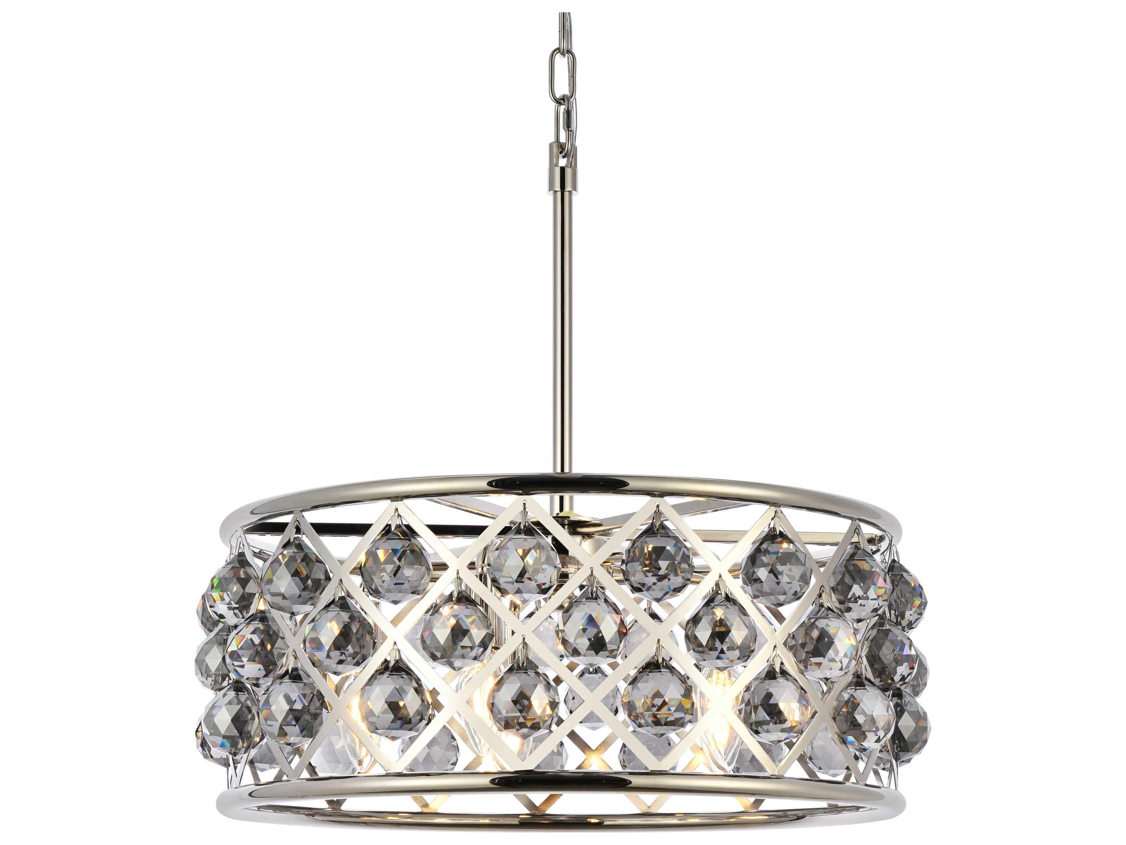 Elegant Lighting Madison 5-Light Polished Nickel Silver Crystal Drum Pendant