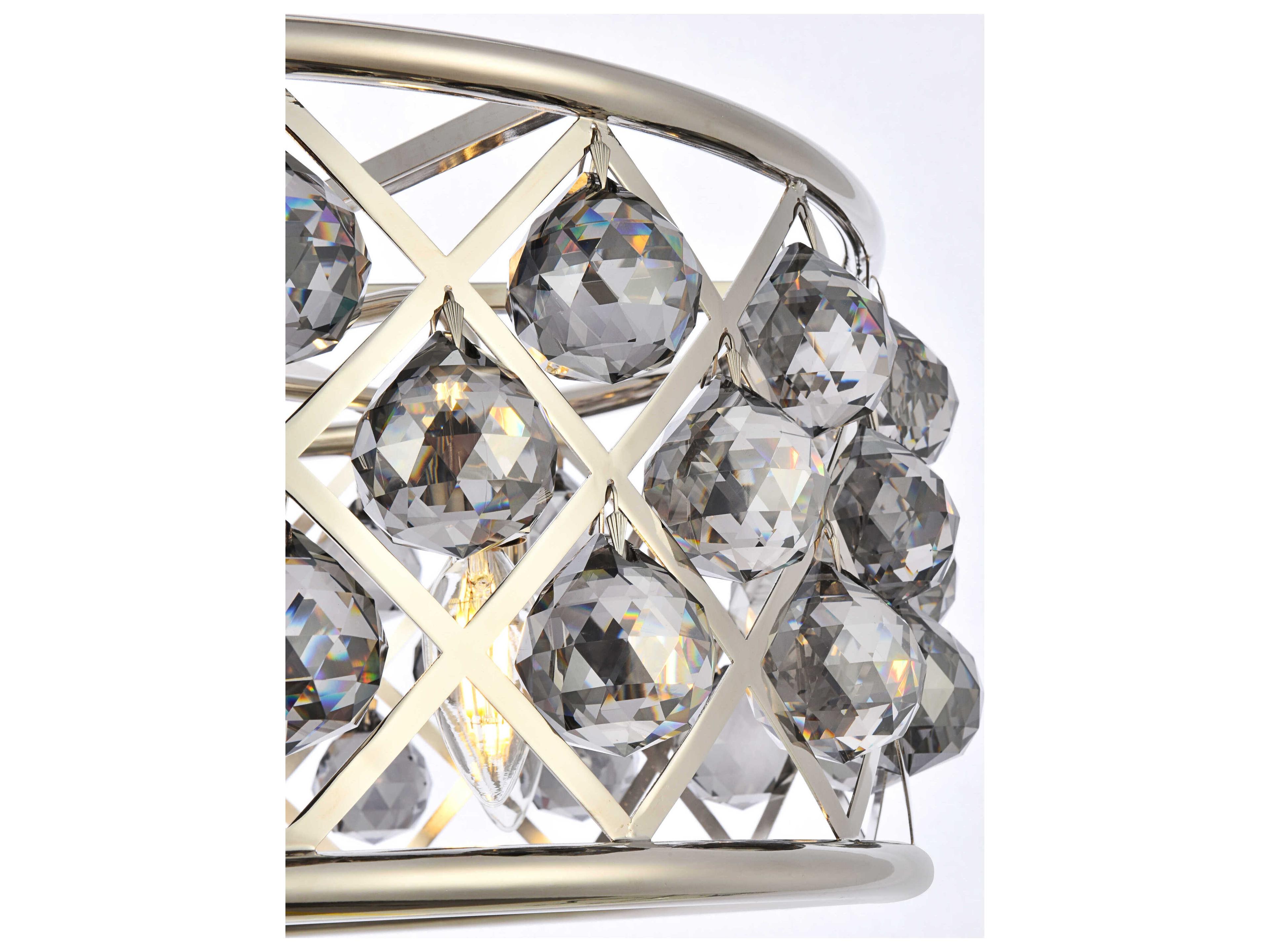 Elegant Lighting Madison 5-Light Polished Nickel Silver Crystal Drum Pendant