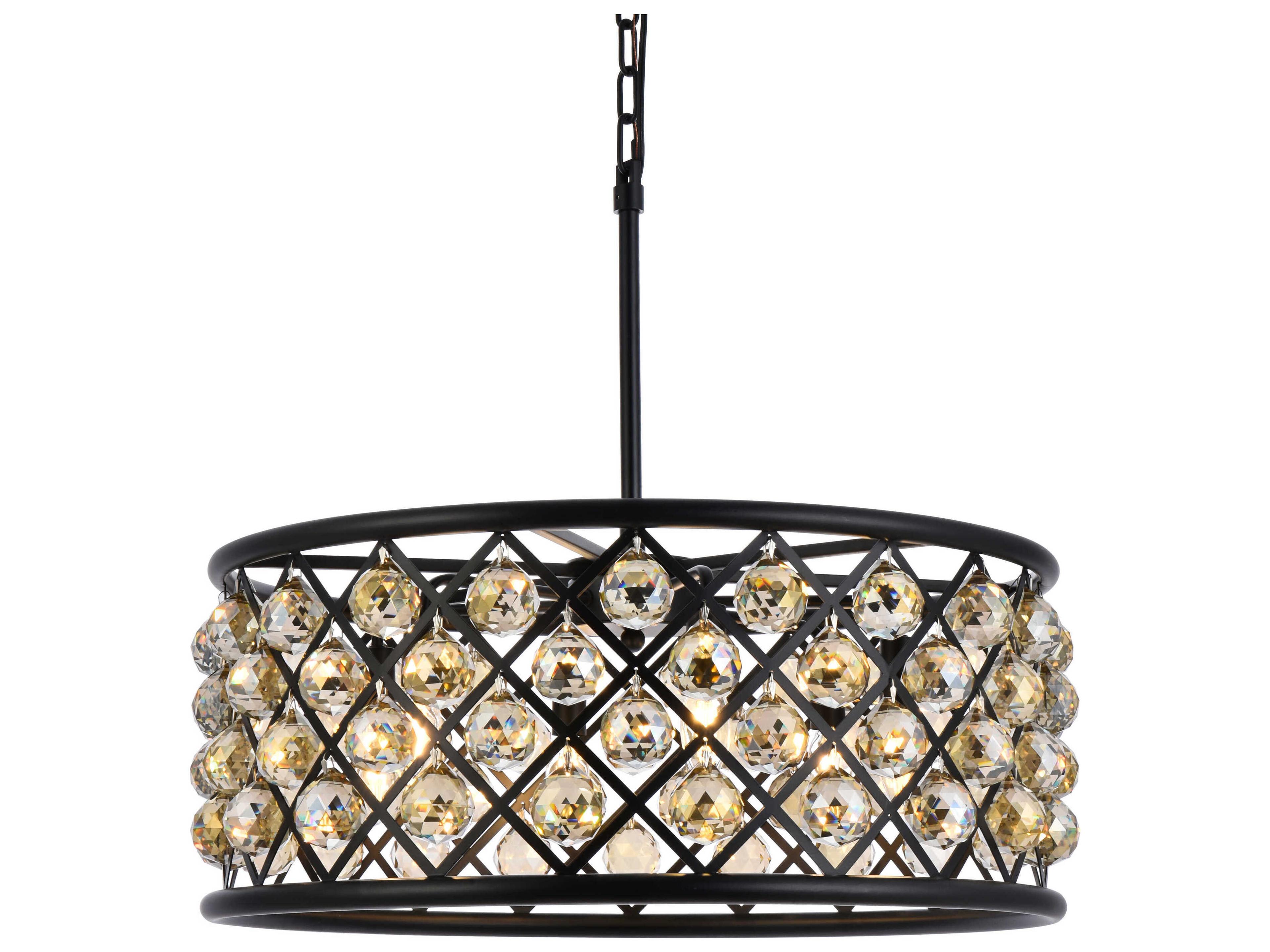 Elegant Lighting Madison 6-Light Matte Black Crystal Drum Pendant