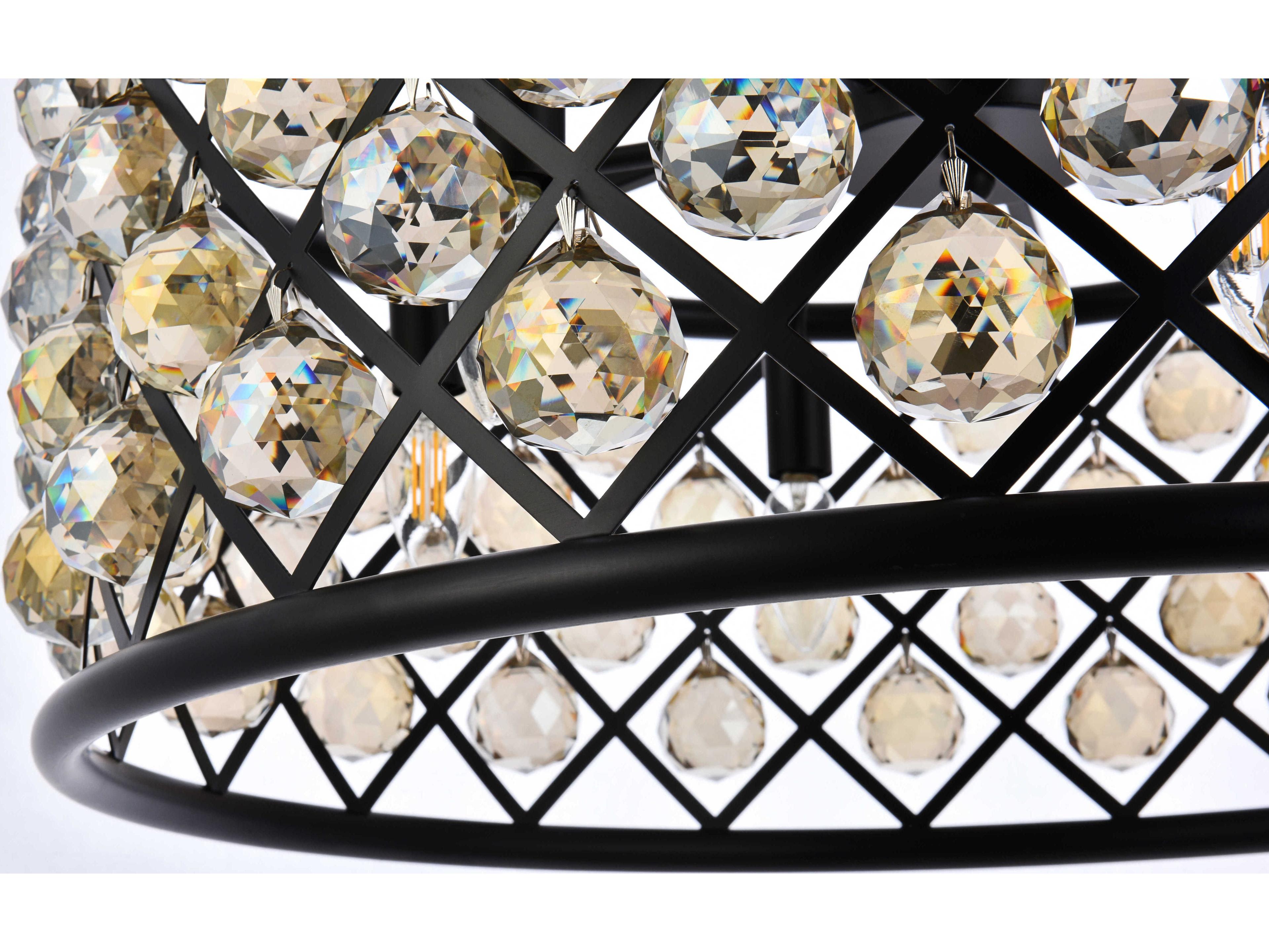 Elegant Lighting Madison 6-Light Matte Black Crystal Drum Pendant