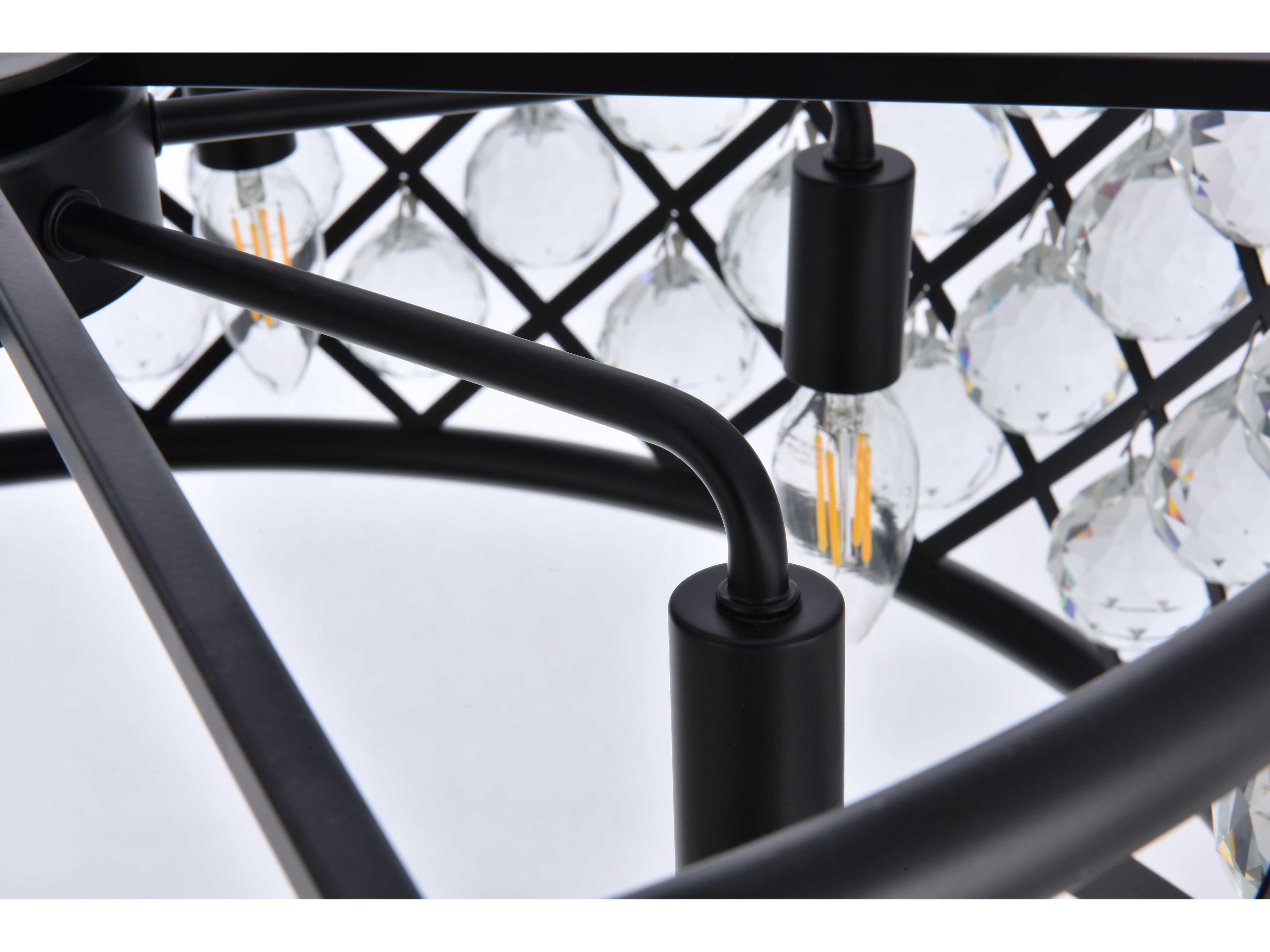 Elegant Lighting Madison 6-Light Matte Black Clear Crystal Drum Pendant