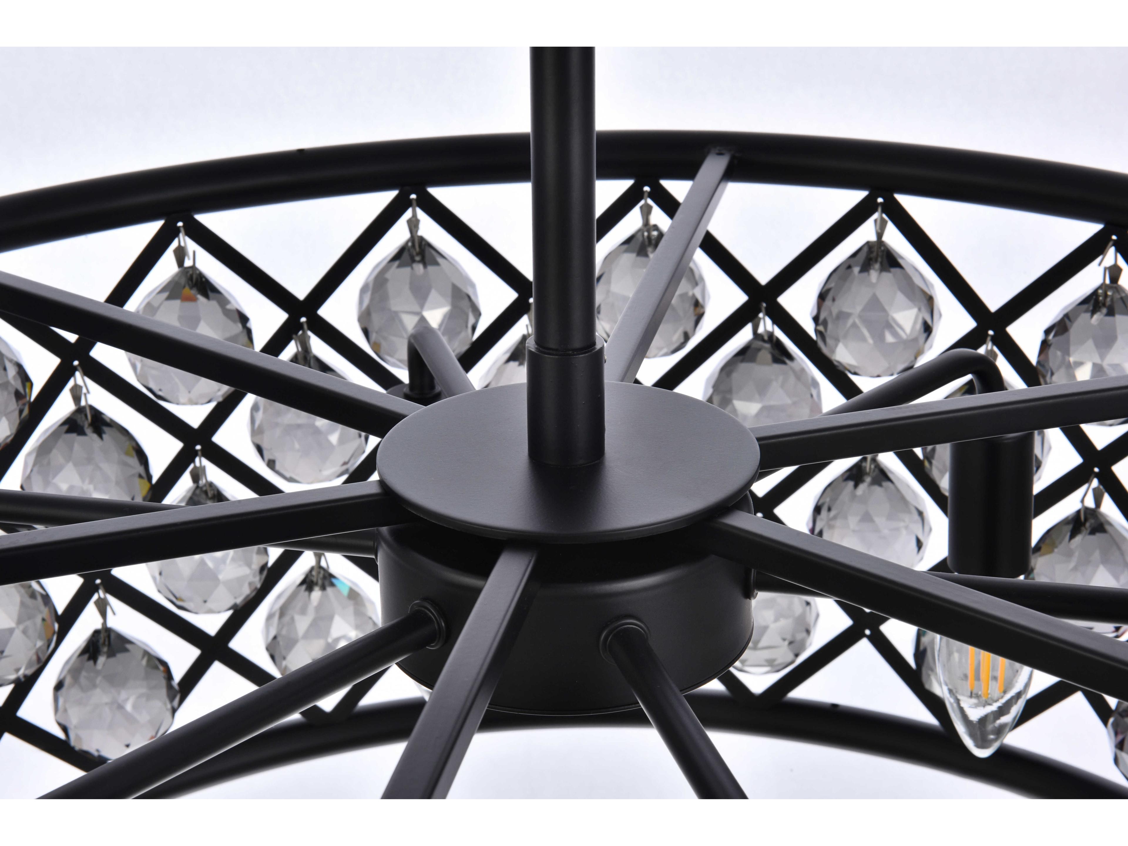 Elegant Lighting Madison 6-Light Matte Black Silver Crystal Drum Pendant