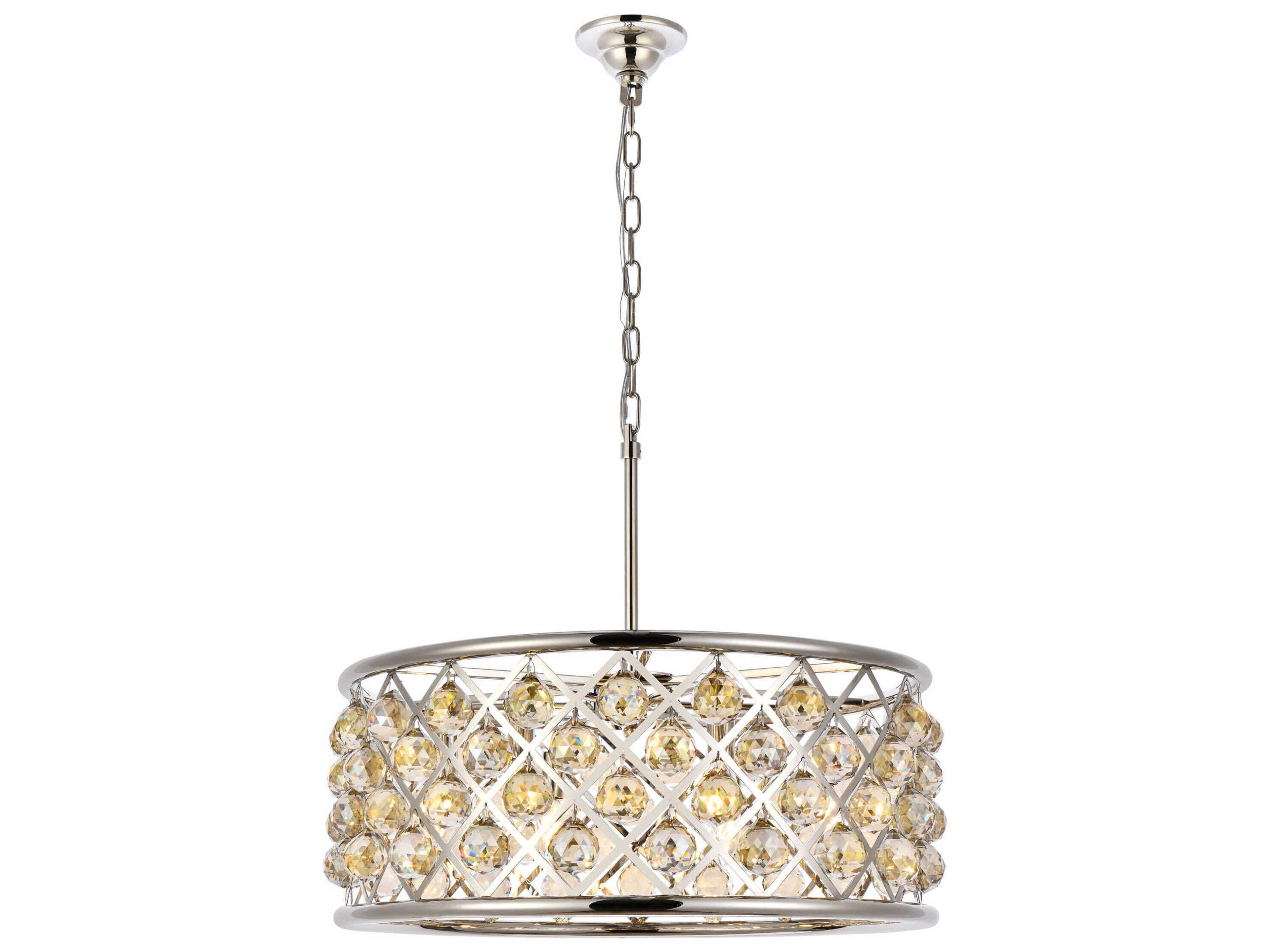 Madison 6-Light Polished Nickel Gold Crystal Drum Pendant