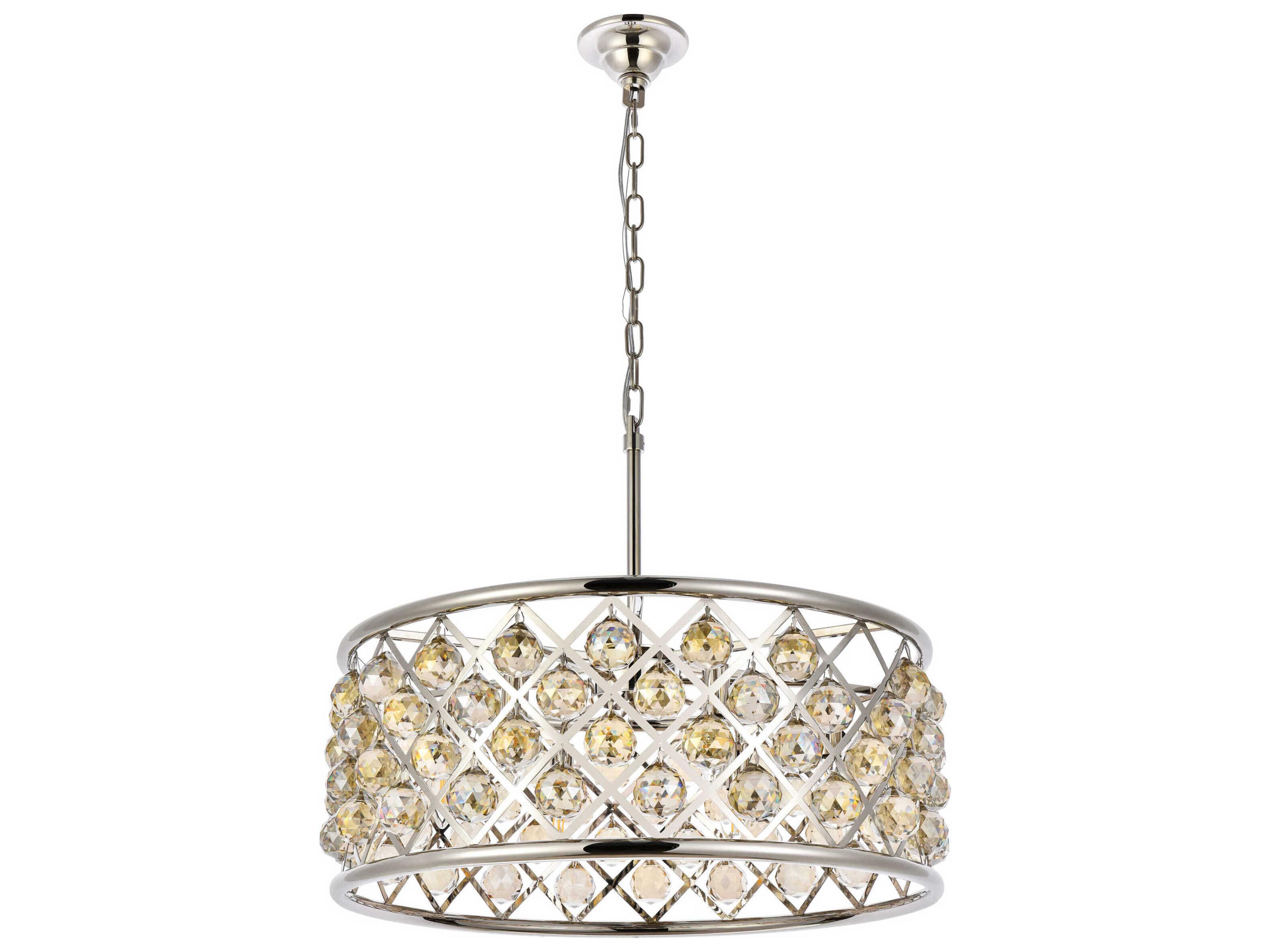 Elegant Lighting Madison 6-Light Polished Nickel Gold Crystal Drum Pendant