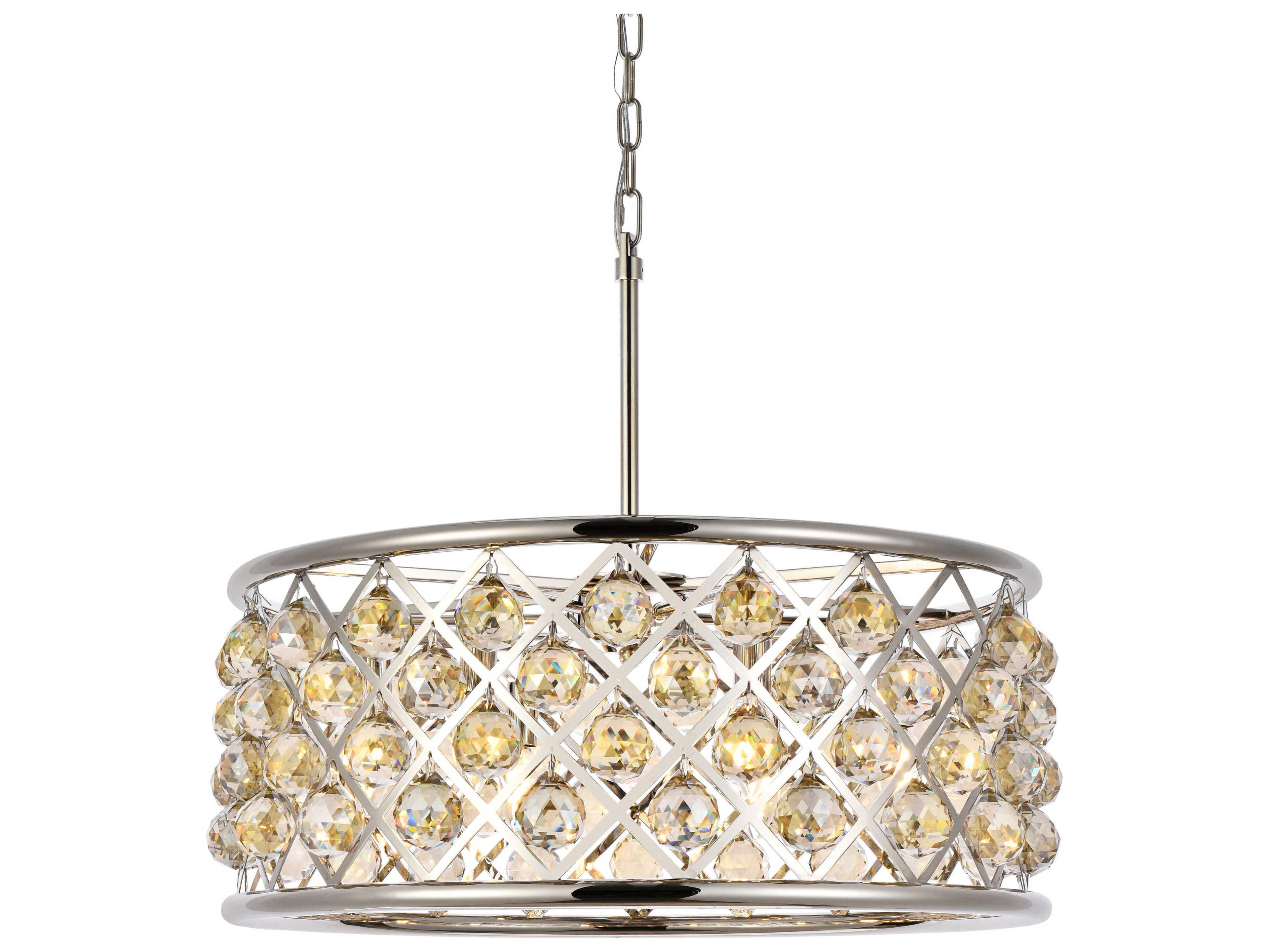 Elegant Lighting Madison 6-Light Polished Nickel Gold Crystal Drum Pendant