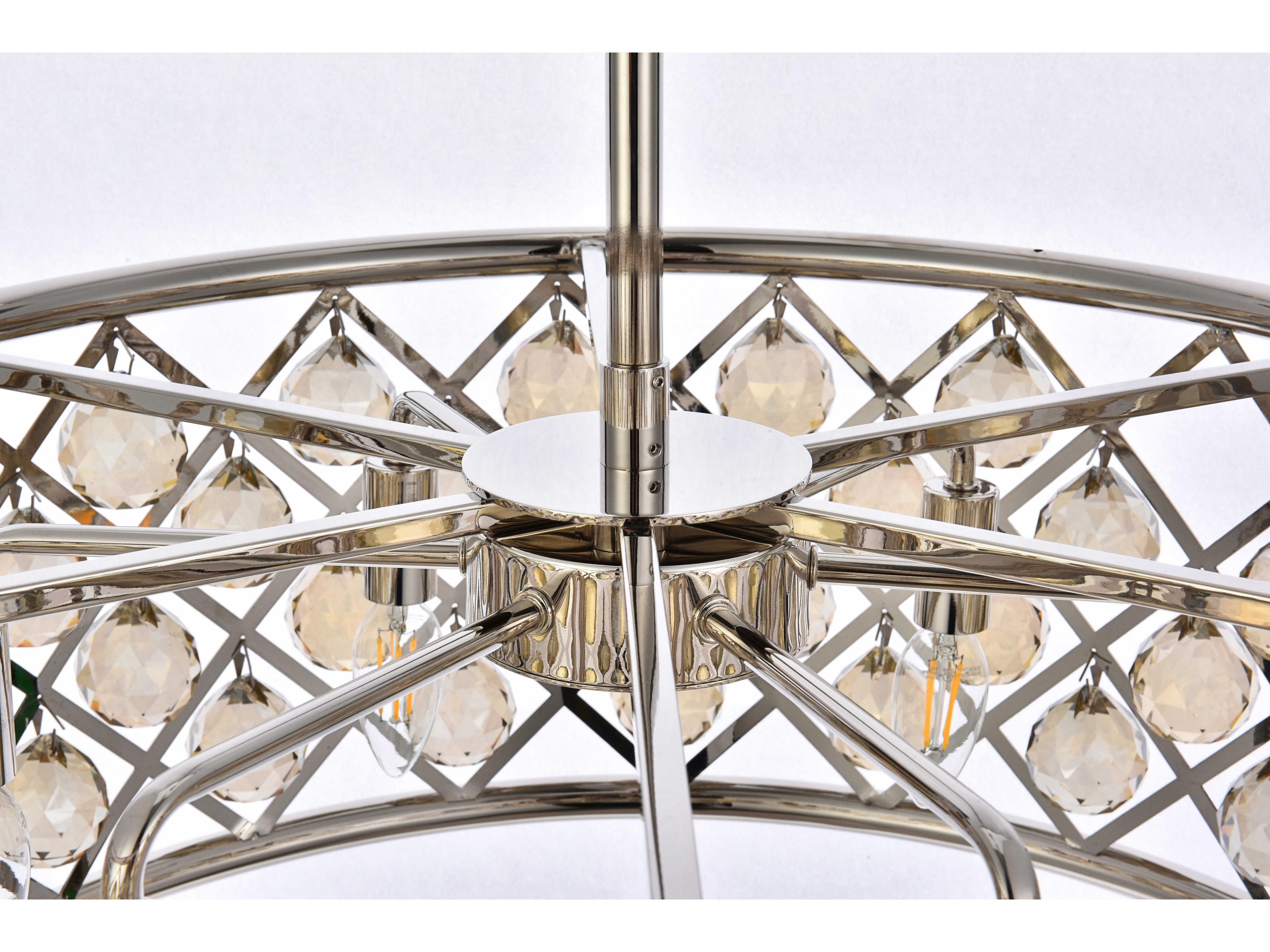 Elegant Lighting Madison 6-Light Polished Nickel Gold Crystal Drum Pendant