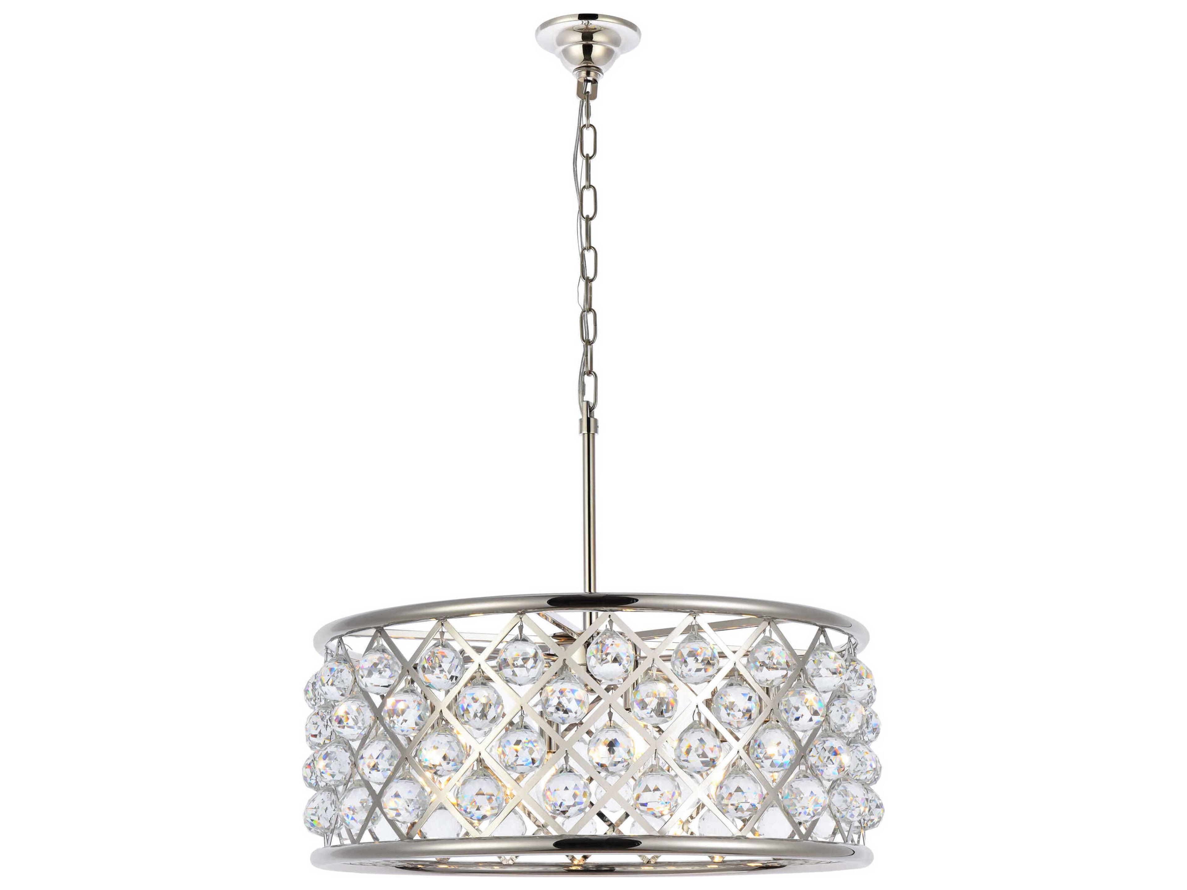 Madison 6-Light Polished Nickel Clear Crystal Drum Pendant