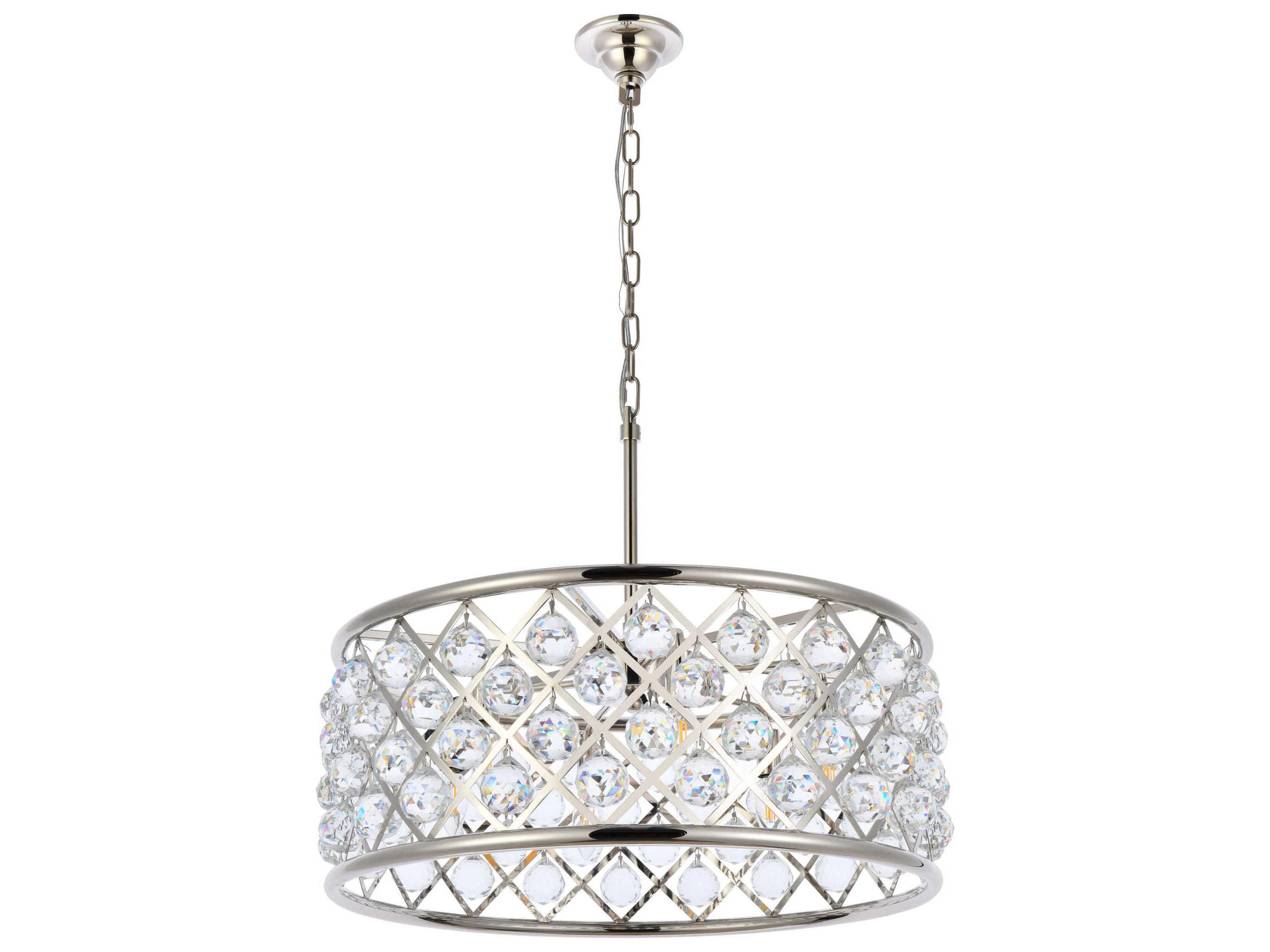 Elegant Lighting Madison 6-Light Polished Nickel Clear Crystal Drum Pendant