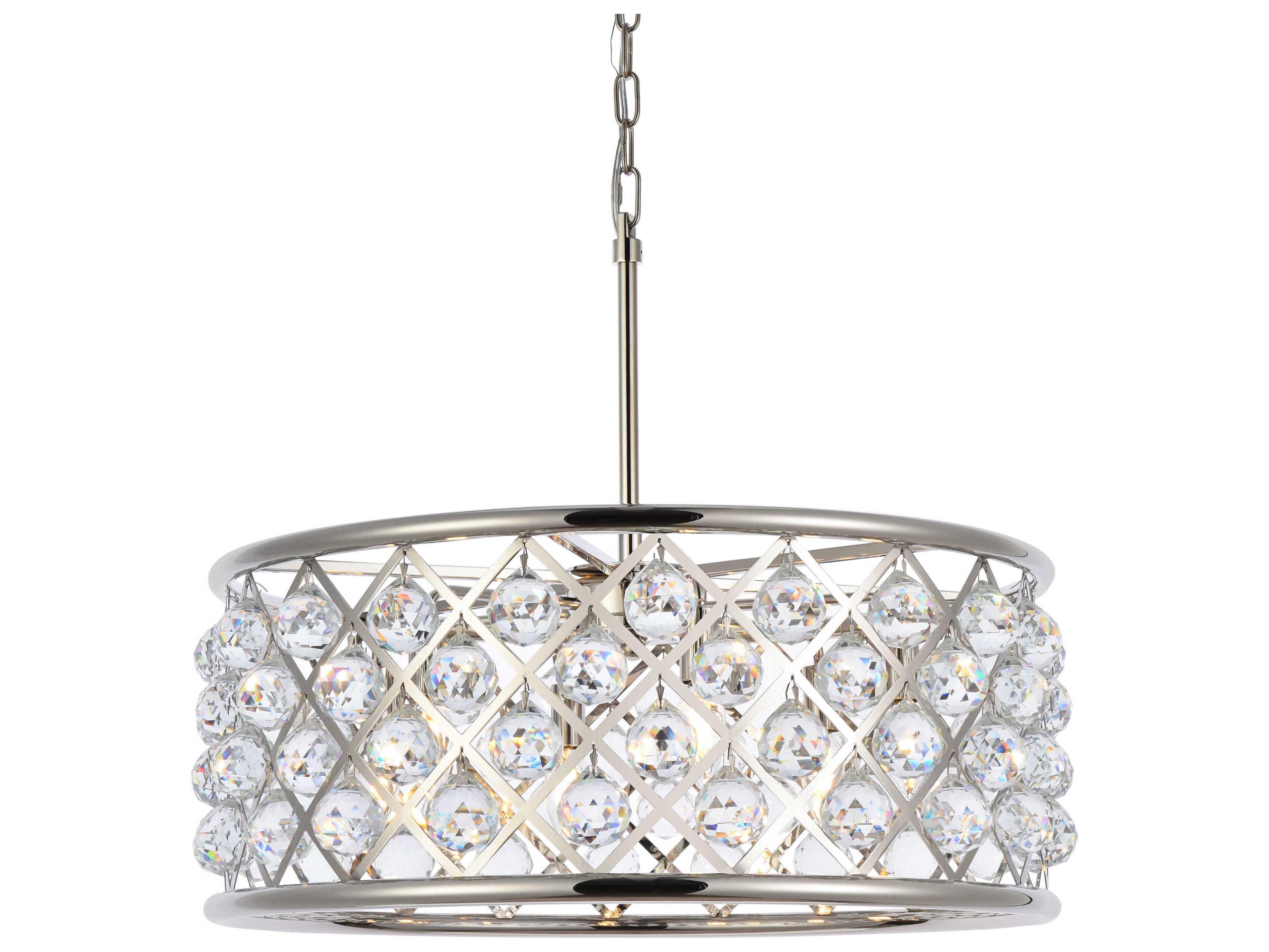 Elegant Lighting Madison 6-Light Polished Nickel Clear Crystal Drum Pendant