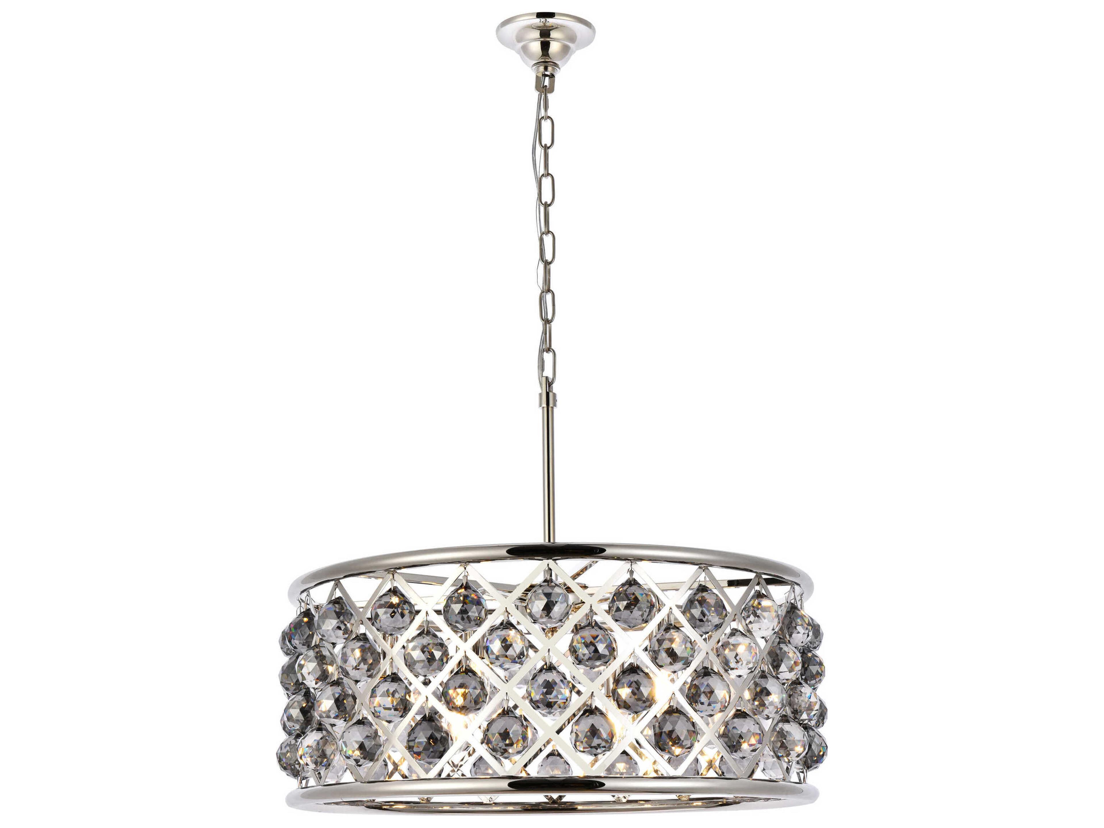Madison 6-Light Polished Nickel Silver Crystal Drum Pendant
