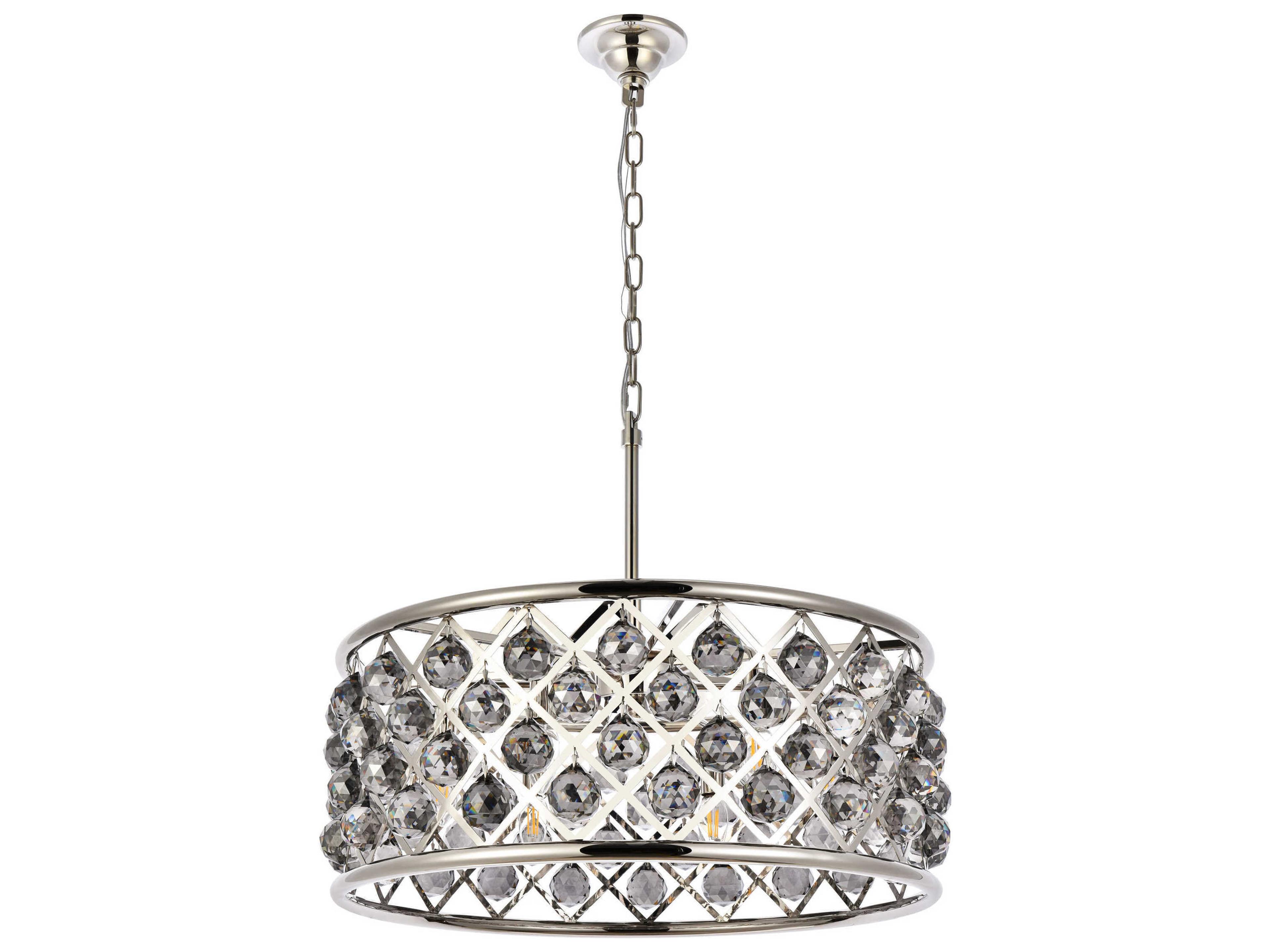 Elegant Lighting Madison 6-Light Polished Nickel Silver Crystal Drum Pendant