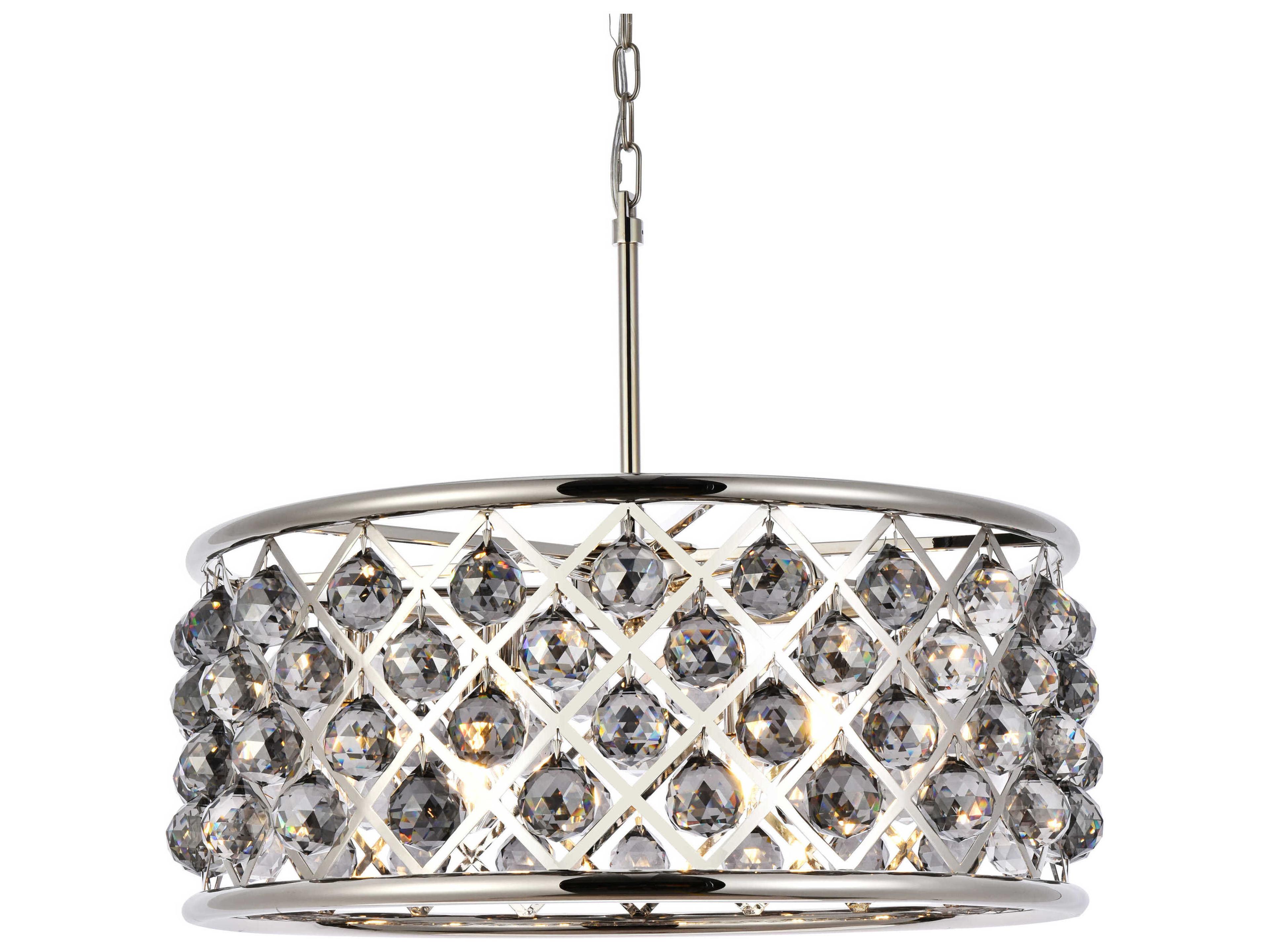 Elegant Lighting Madison 6-Light Polished Nickel Silver Crystal Drum Pendant